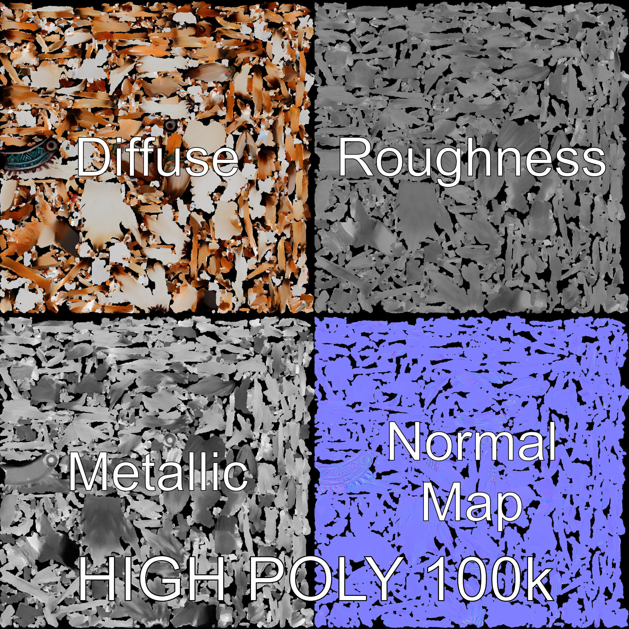 Native American Feather Headdress Model Pack Low-poly 3D model_2