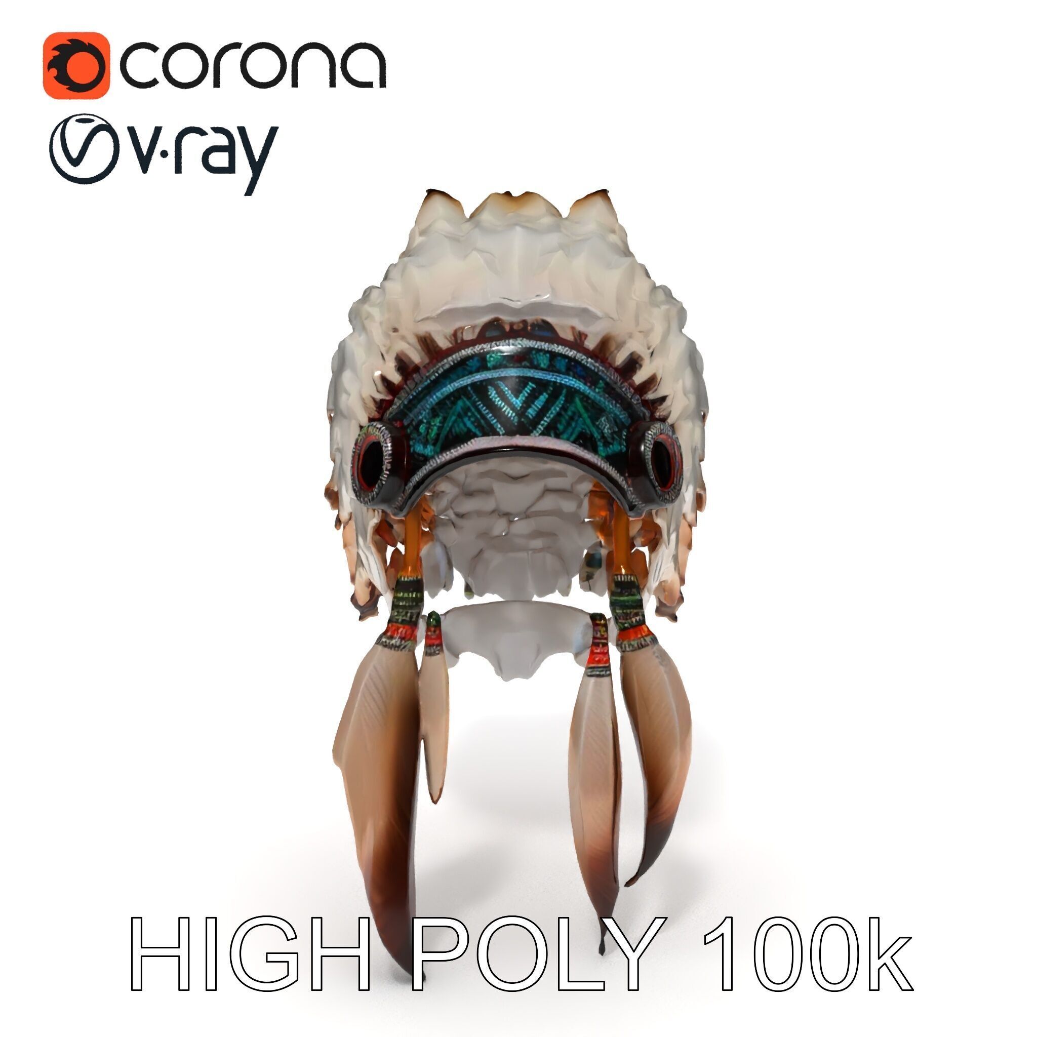 Native American Feather Headdress Model Pack Low-poly 3D model_26