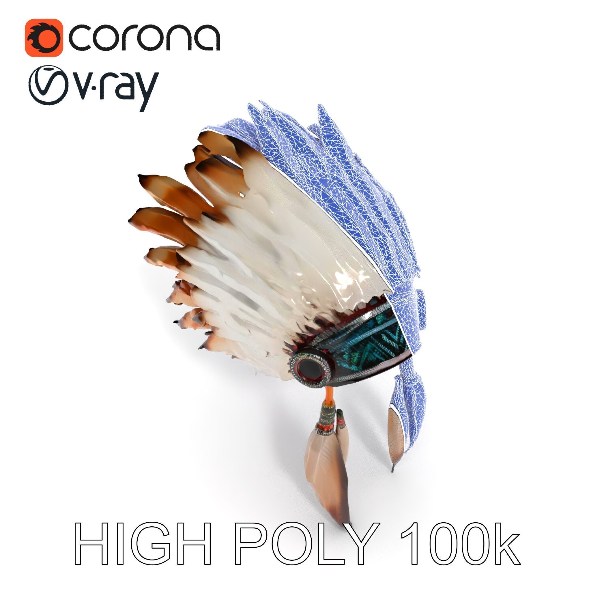 Native American Feather Headdress Model Pack Low-poly 3D model_33