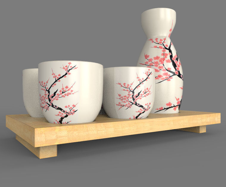 The Sake Set 3D model_4