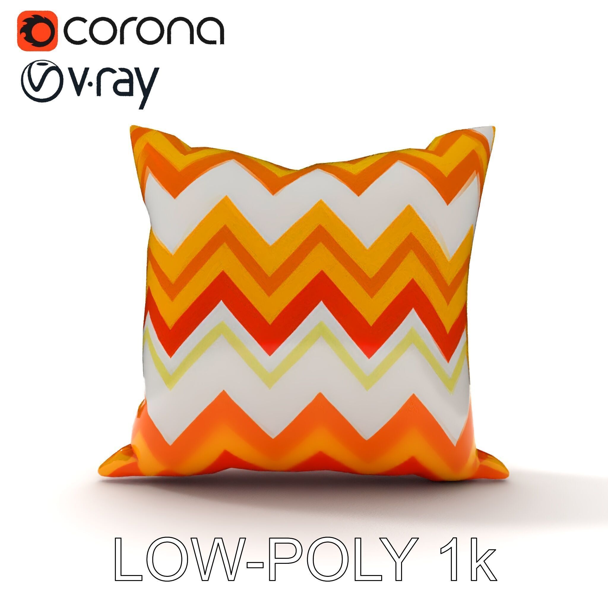 Chevron Patterned Pillow Model Pack Low-poly 3D model_12