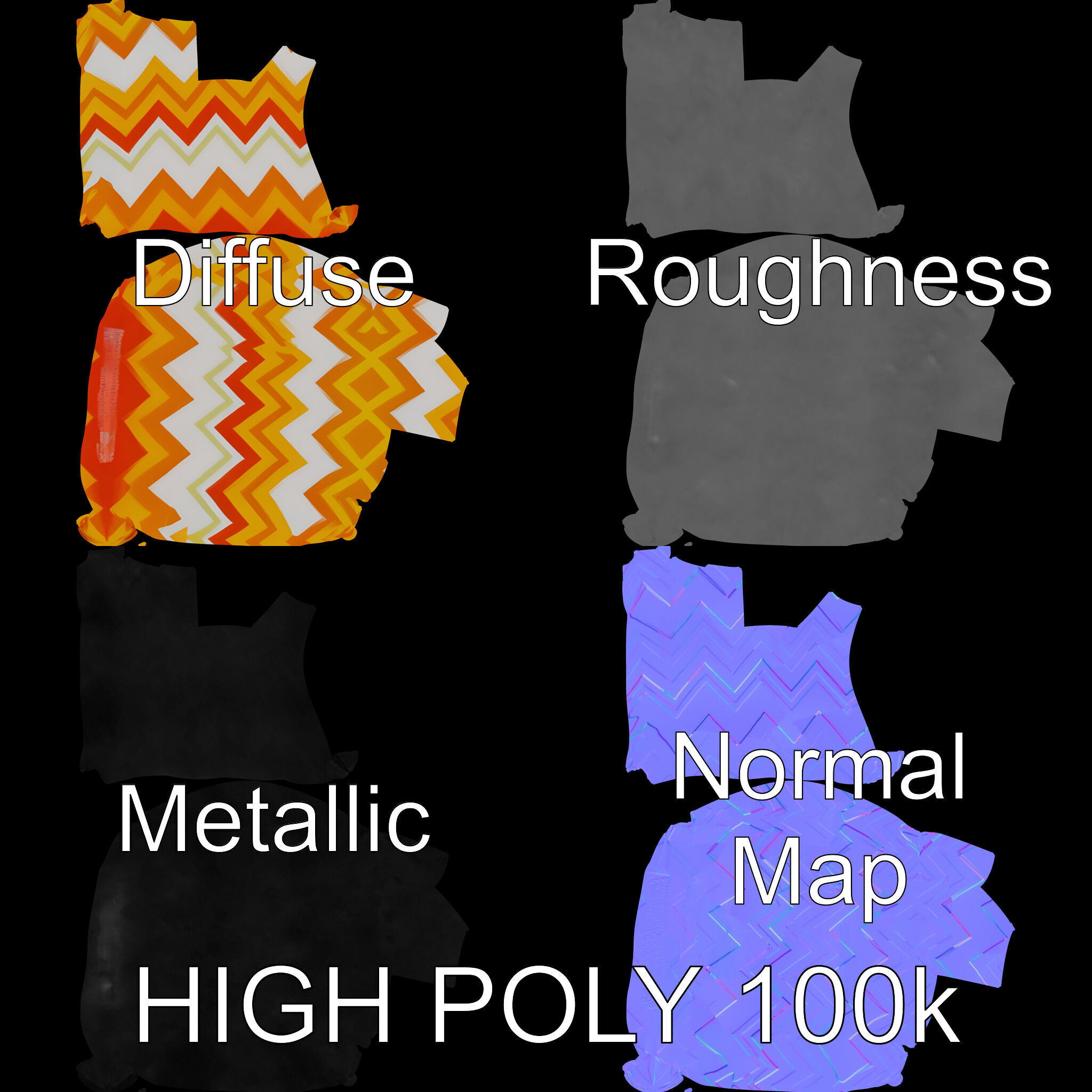 Chevron Patterned Pillow Model Pack Low-poly 3D model_2