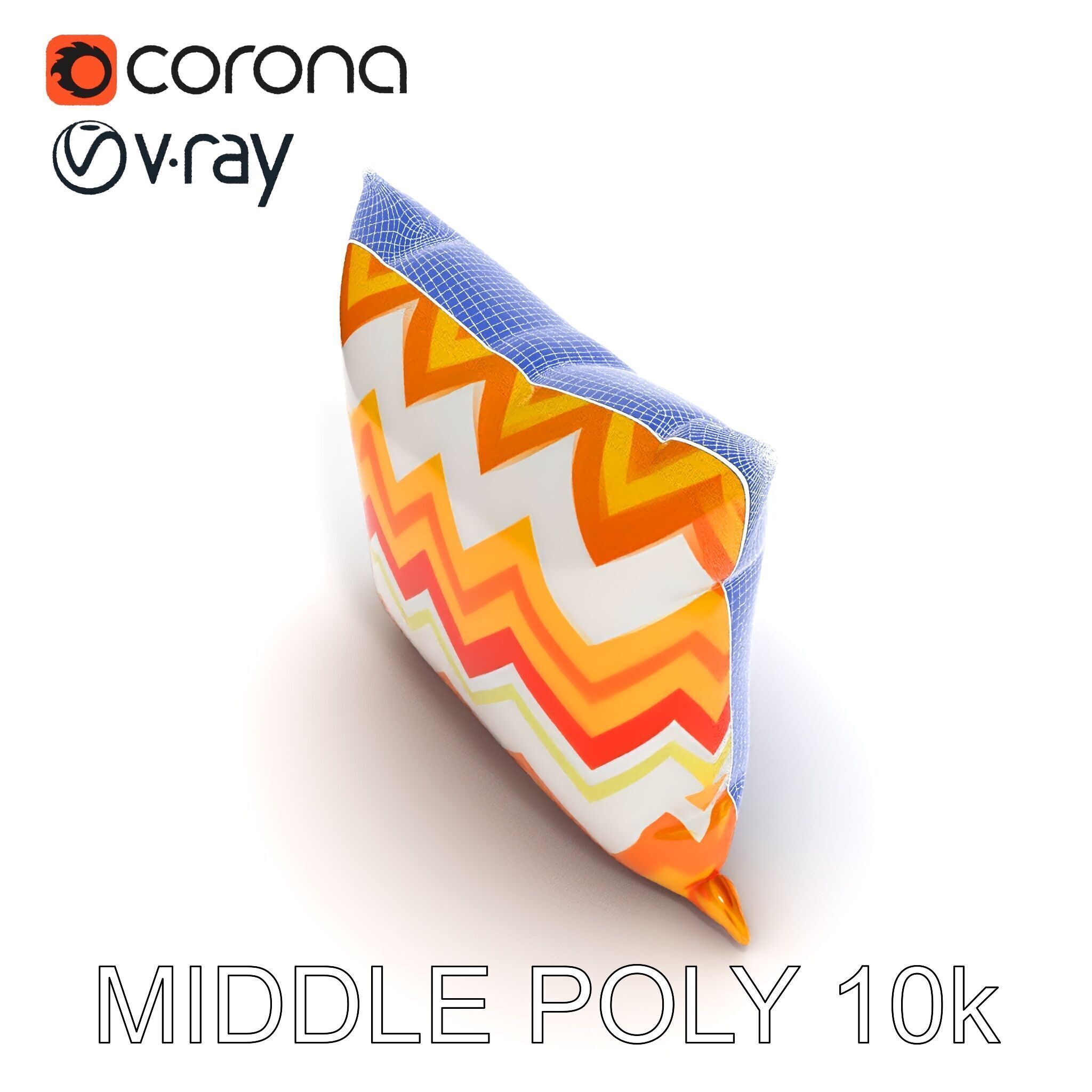 Chevron Patterned Pillow Model Pack Low-poly 3D model_6