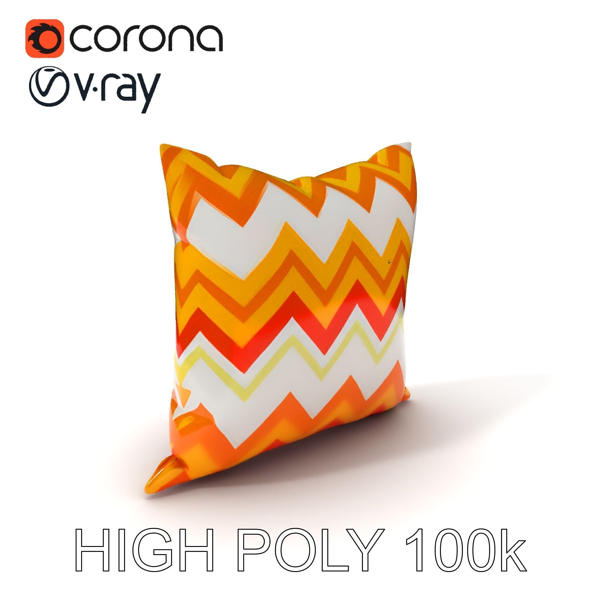 Chevron Patterned Pillow Model Pack Low-poly 3D model_3