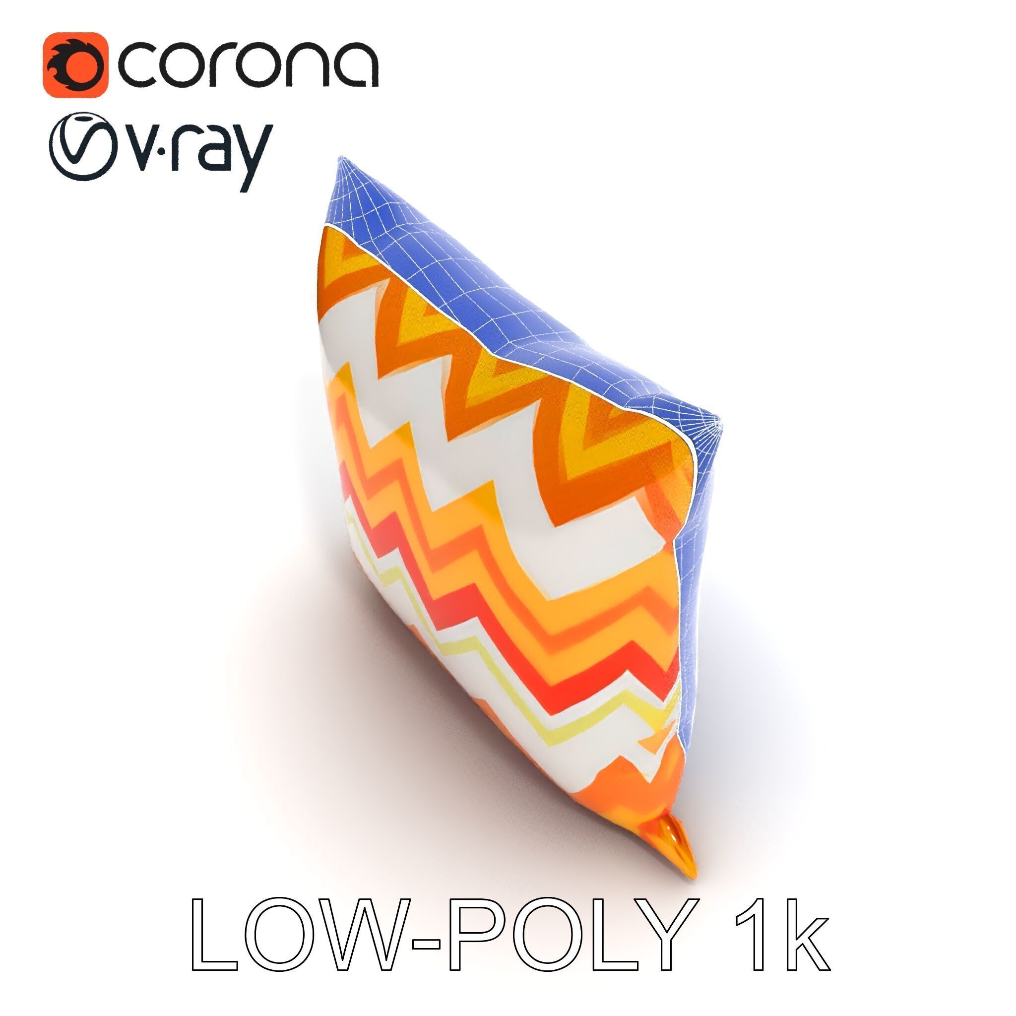 Chevron Patterned Pillow Model Pack Low-poly 3D model_15