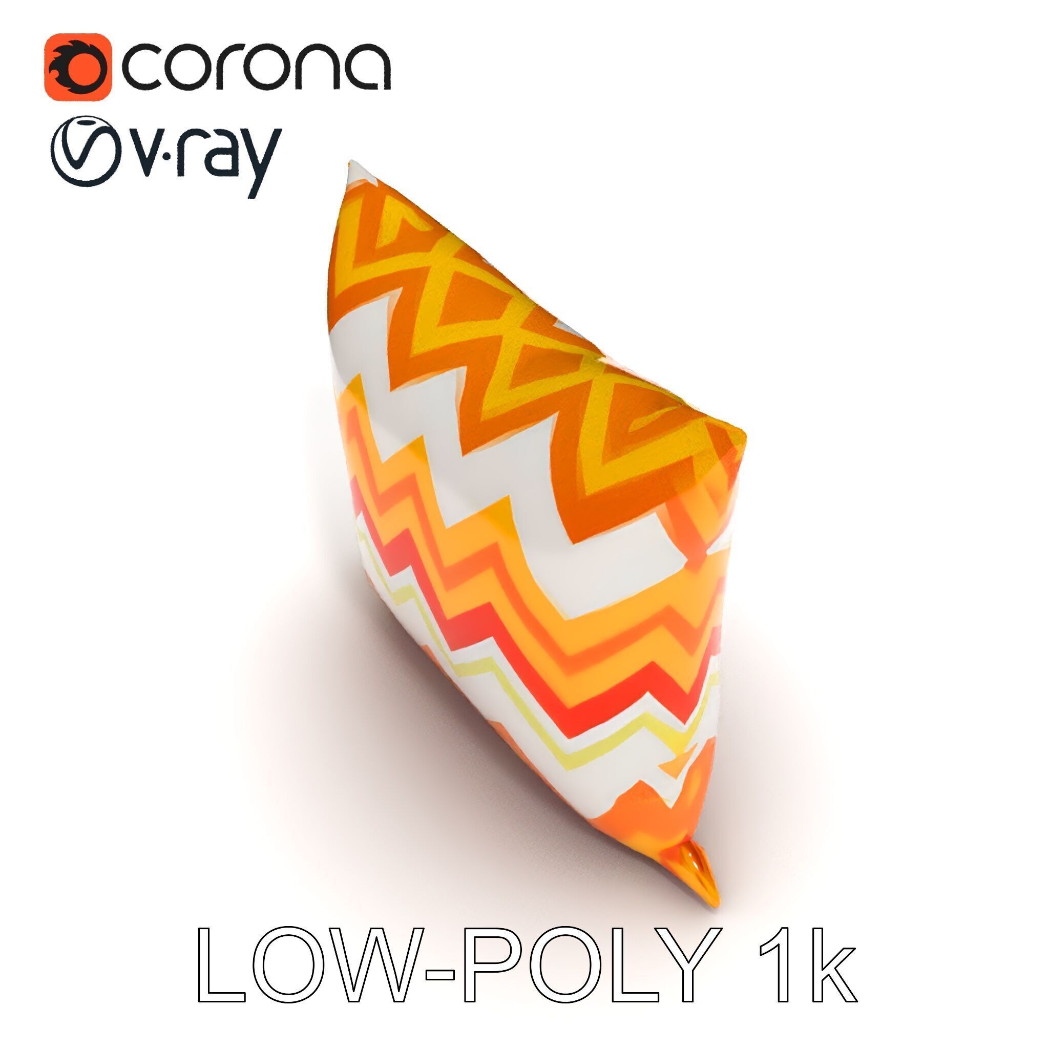 Chevron Patterned Pillow Model Pack Low-poly 3D model_9