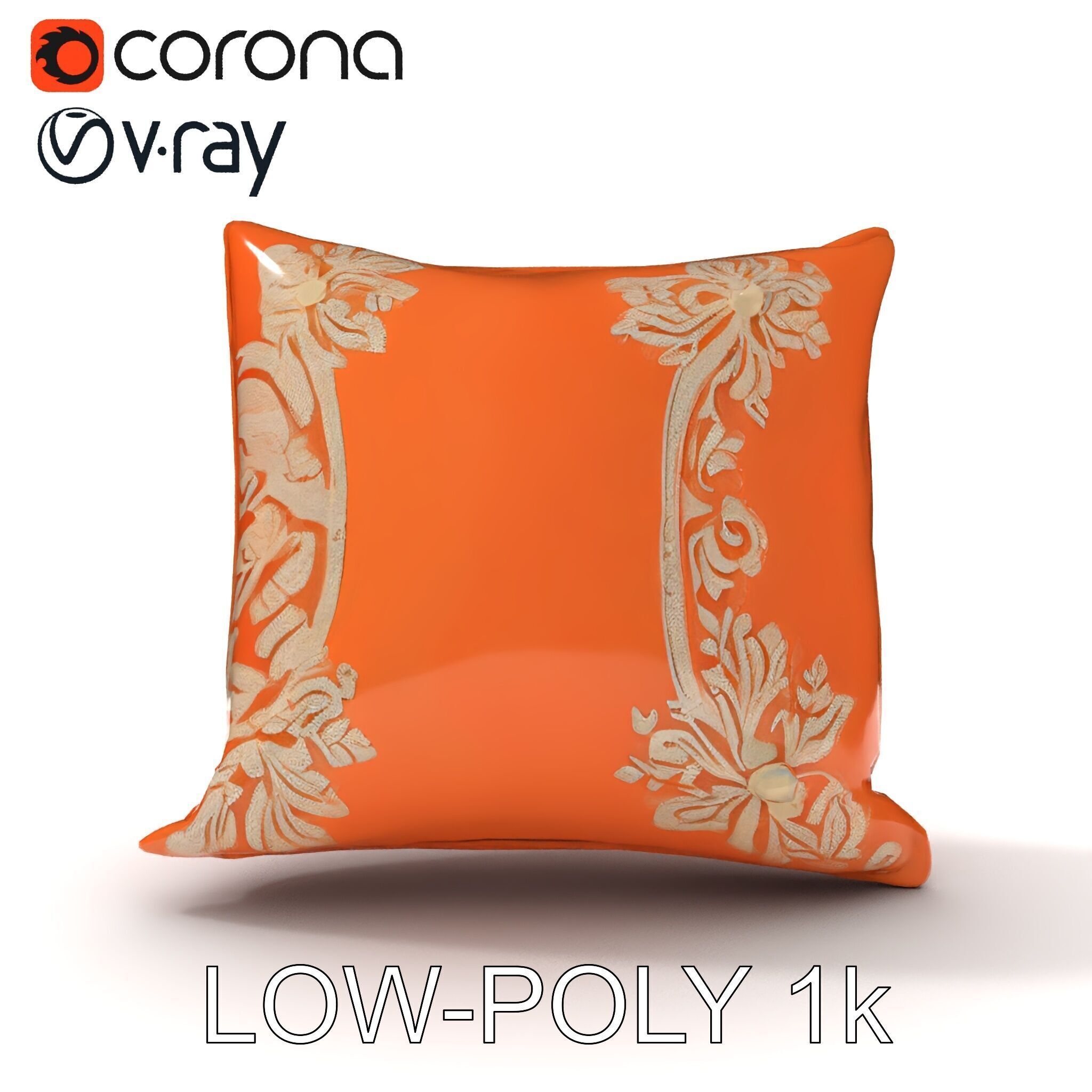 Decorative Cushion Model Pack with Elegant Embroidery Low-poly 3D model_24