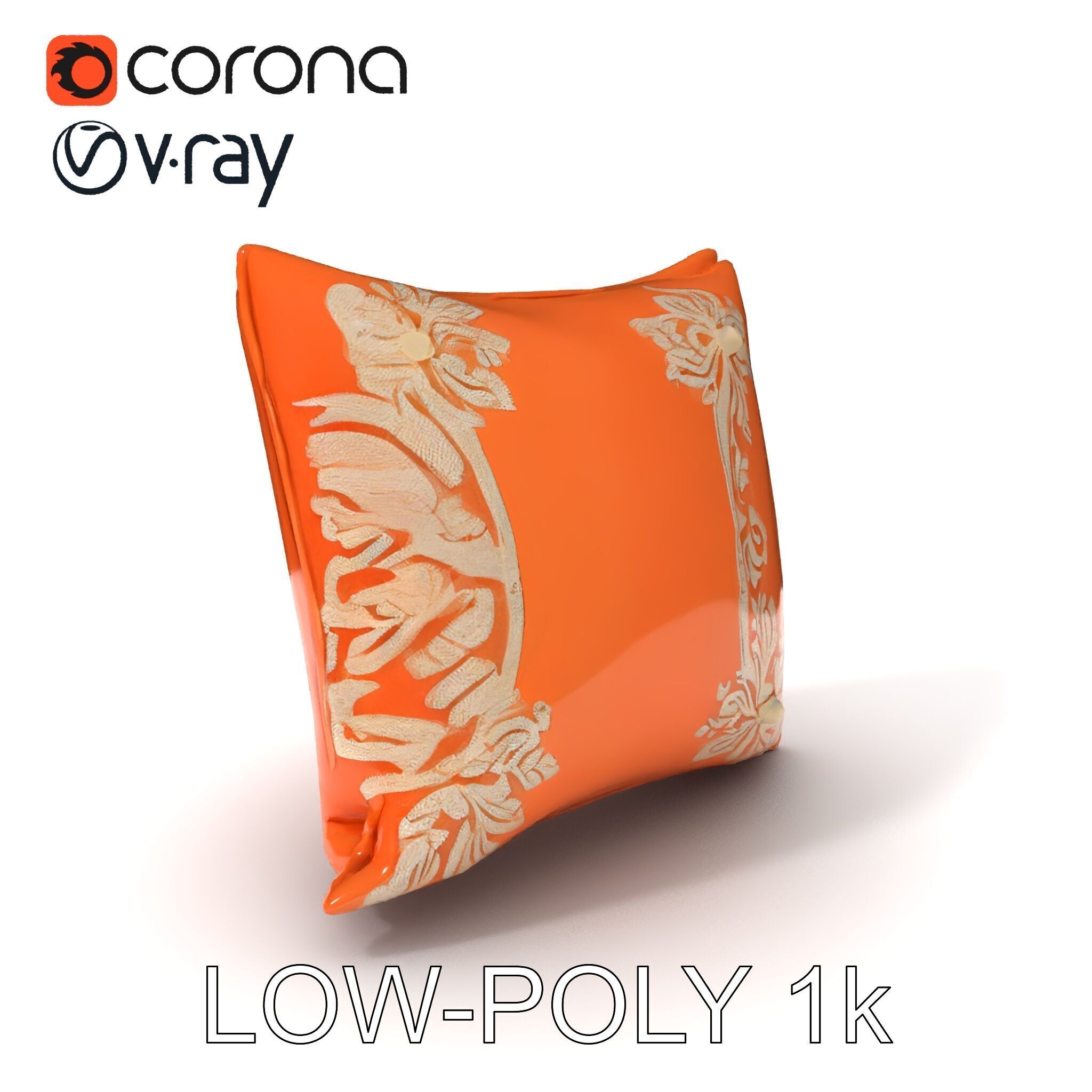 Decorative Cushion Model Pack with Elegant Embroidery Low-poly 3D model_7