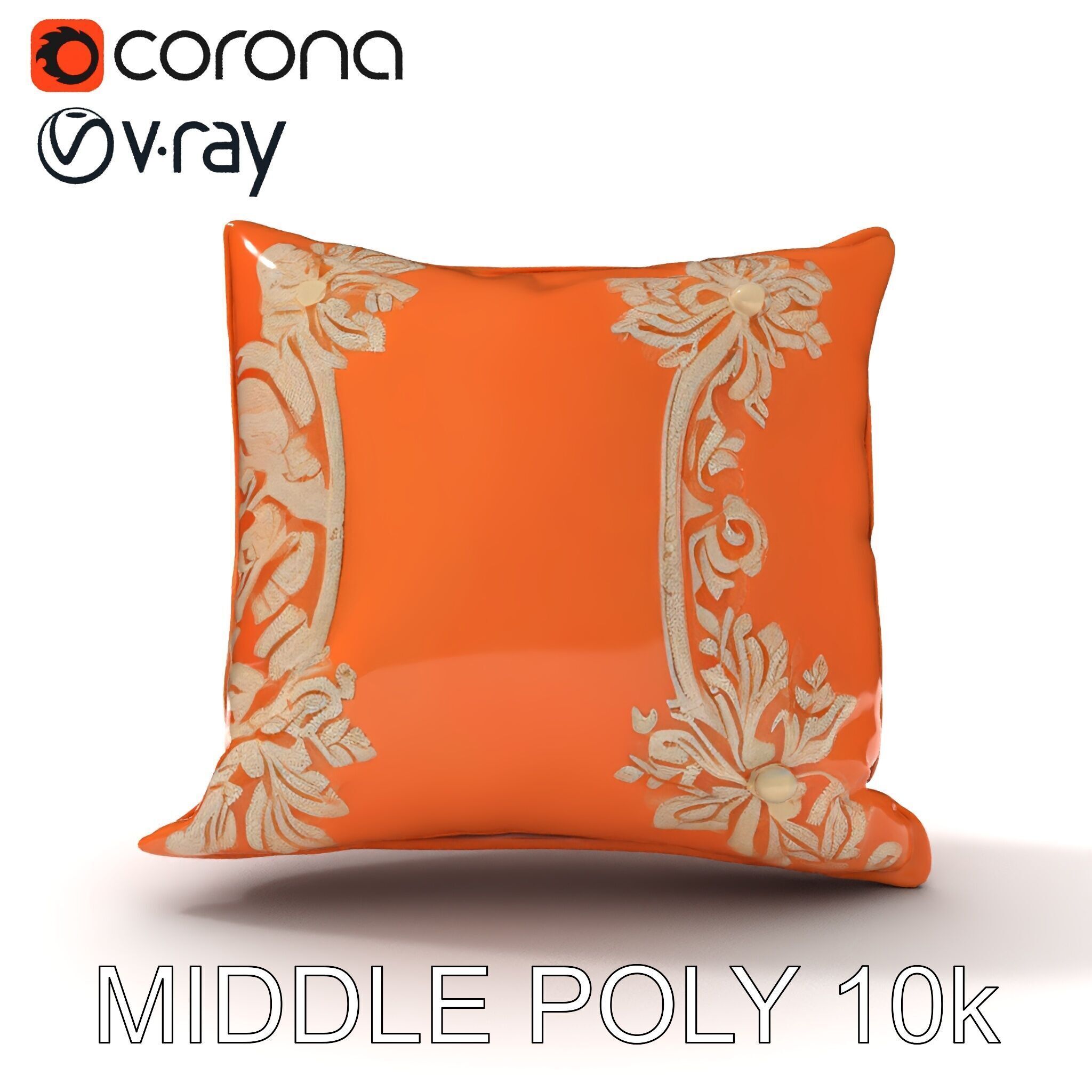 Decorative Cushion Model Pack with Elegant Embroidery Low-poly 3D model_8