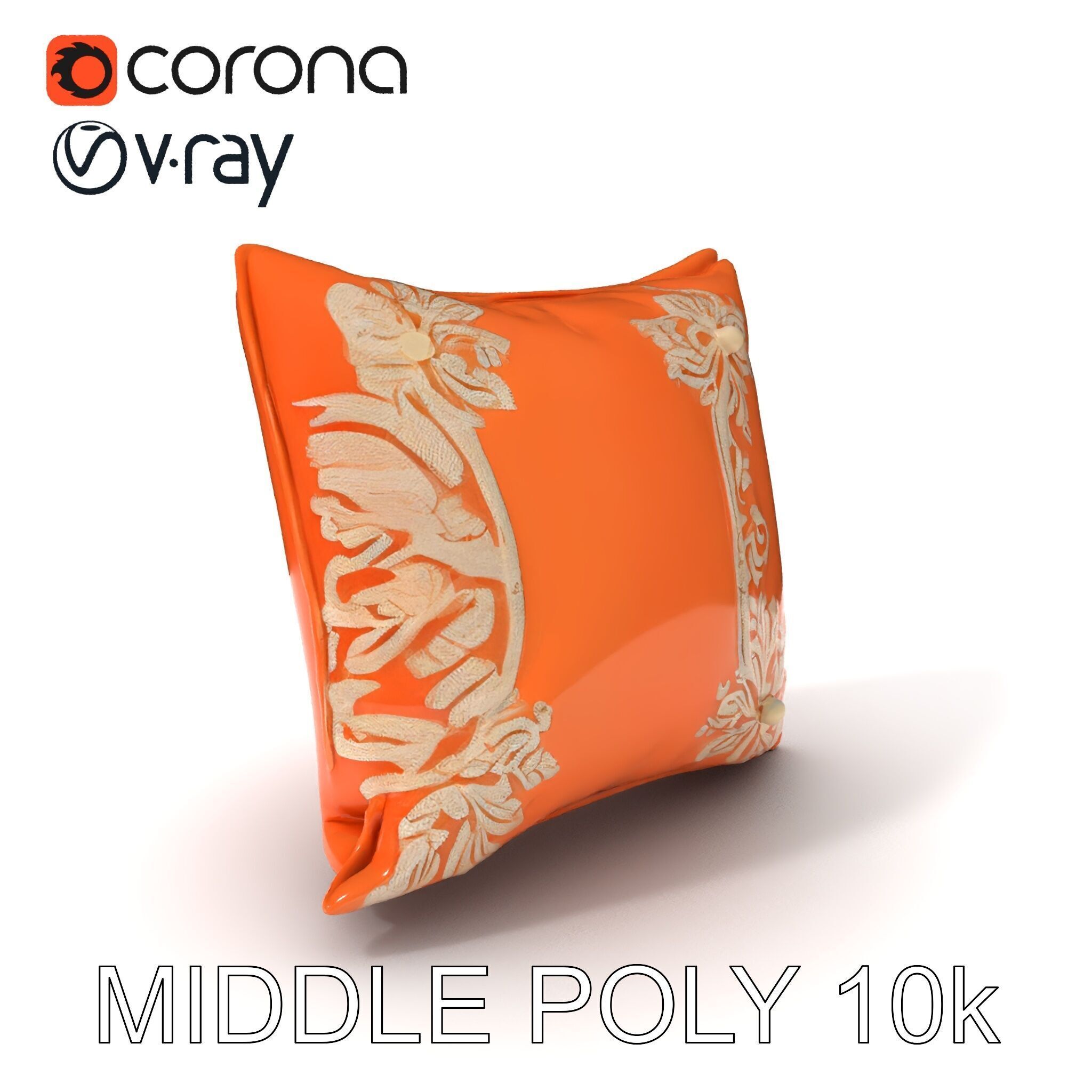 Decorative Cushion Model Pack with Elegant Embroidery Low-poly 3D model_20