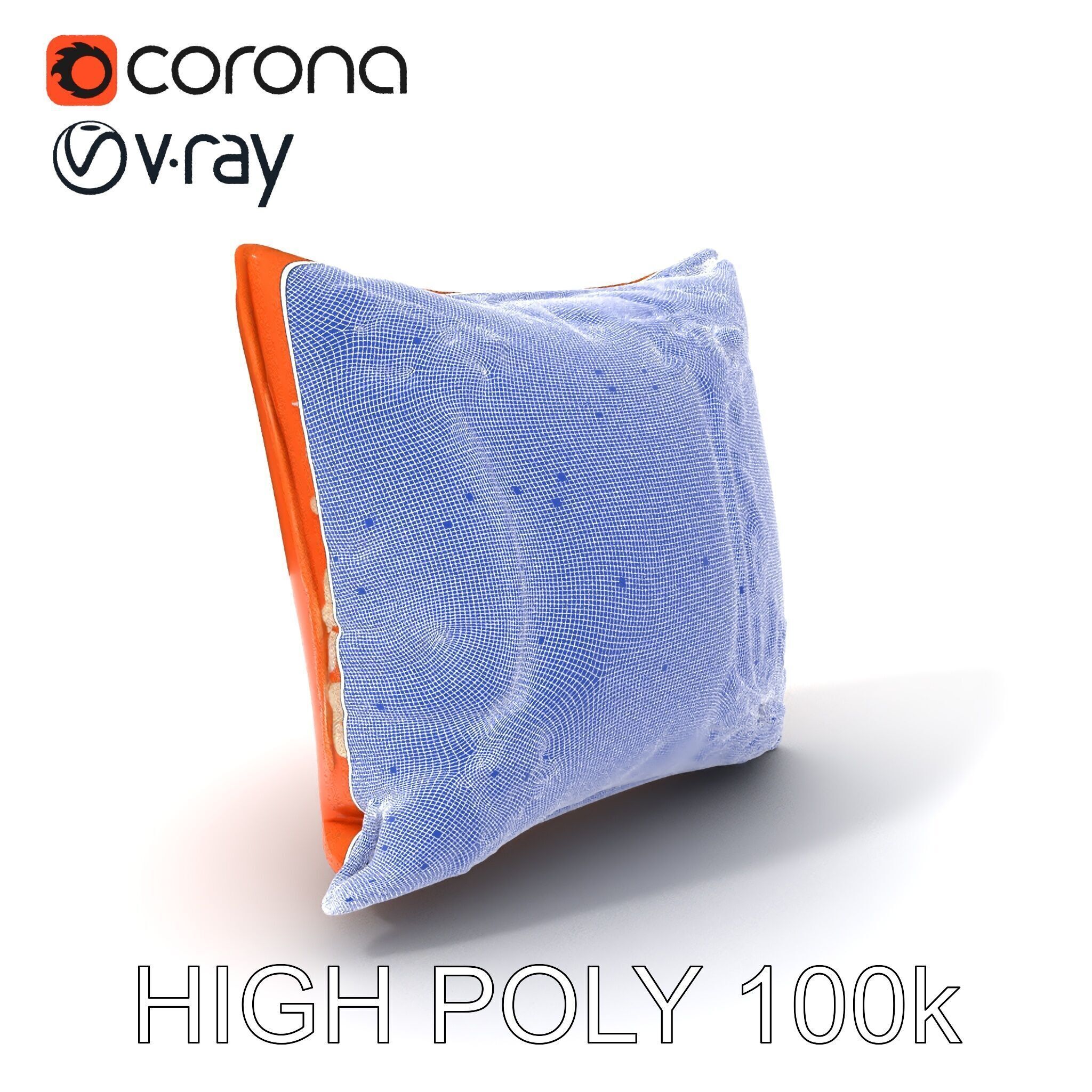 Decorative Cushion Model Pack with Elegant Embroidery Low-poly 3D model_4