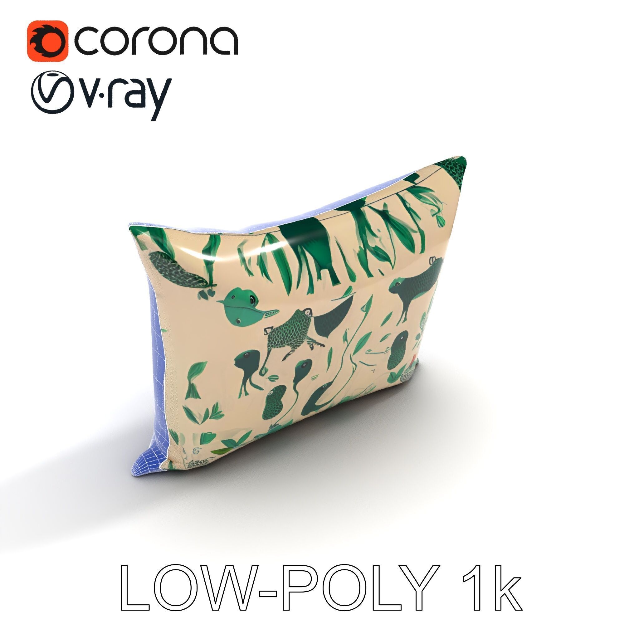 Animal Print Pillow Model Pack Low-poly 3D model_7