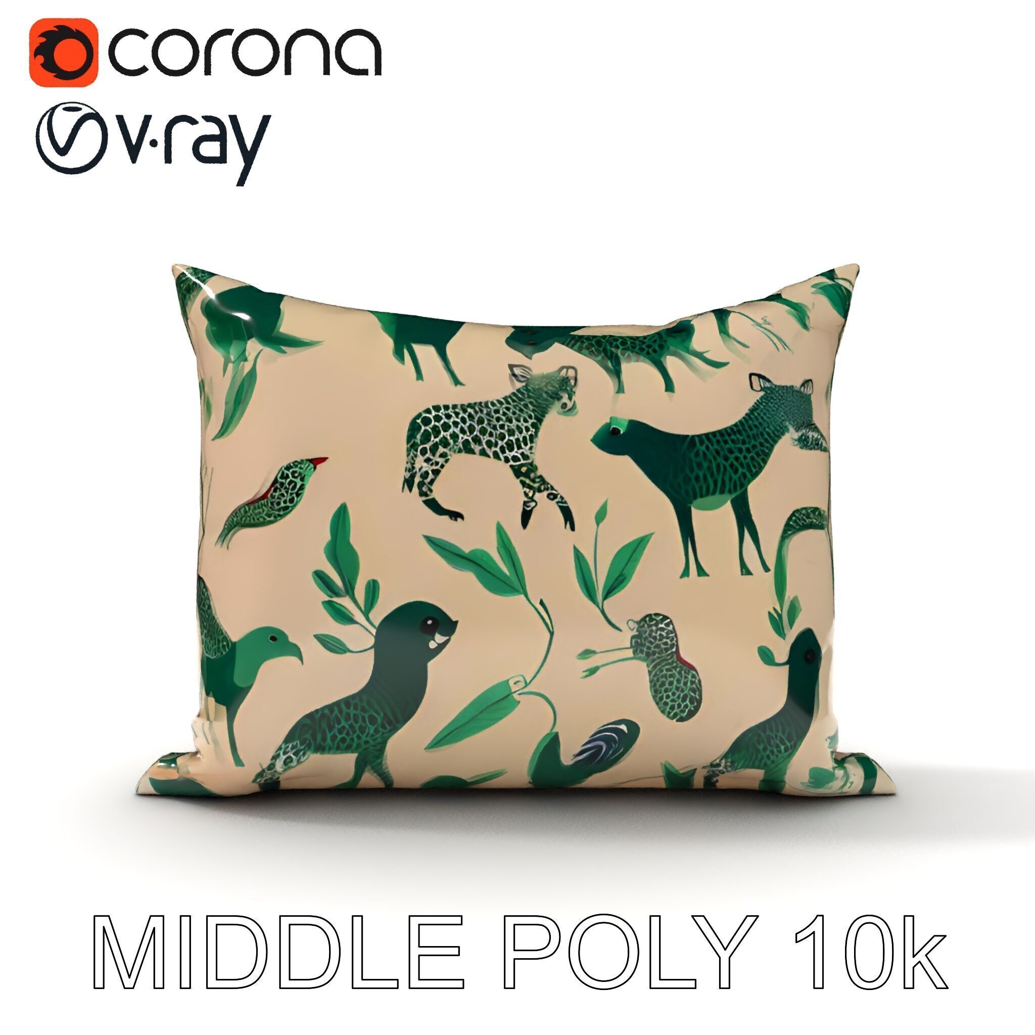 Animal Print Pillow Model Pack Low-poly 3D model_9