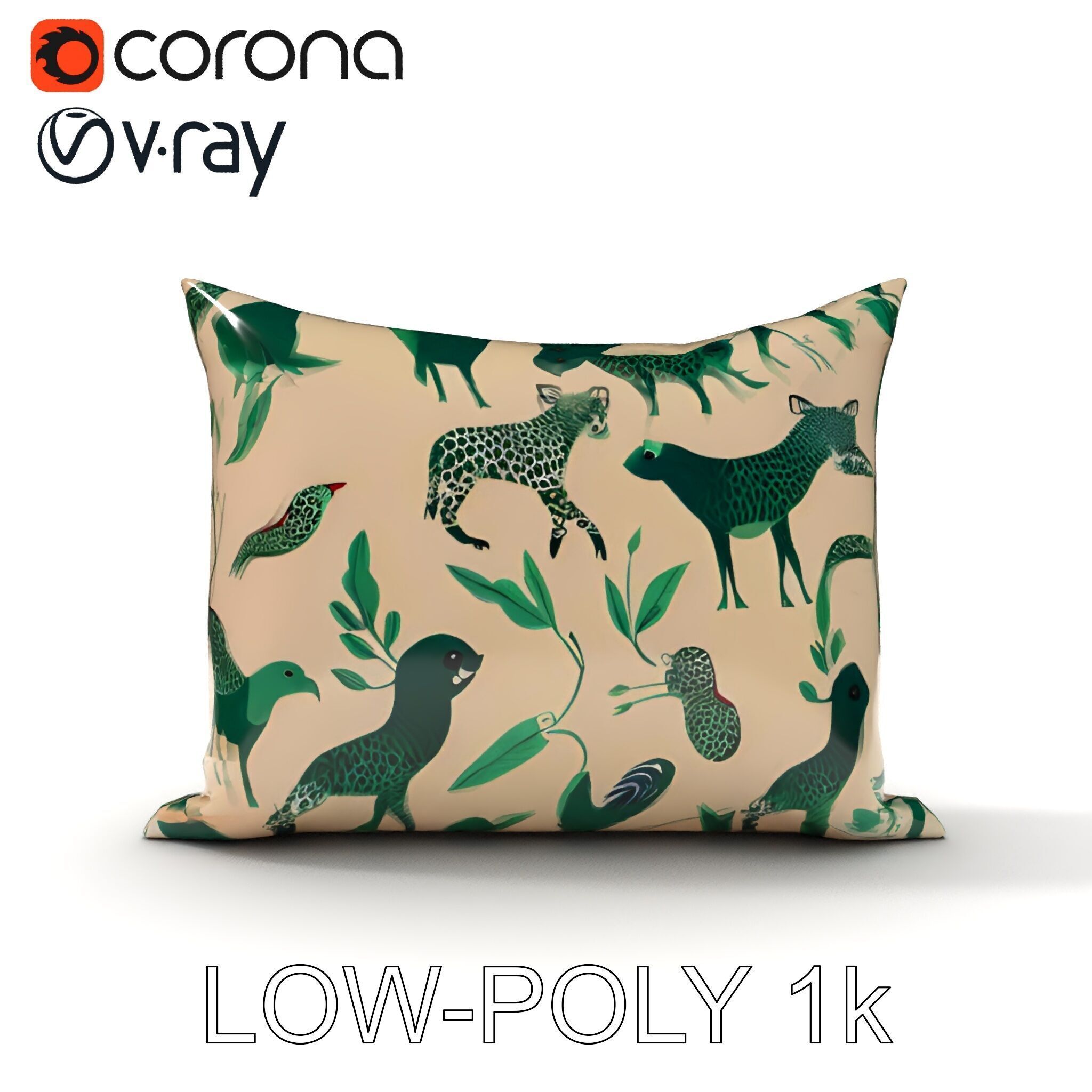 Animal Print Pillow Model Pack Low-poly 3D model_12