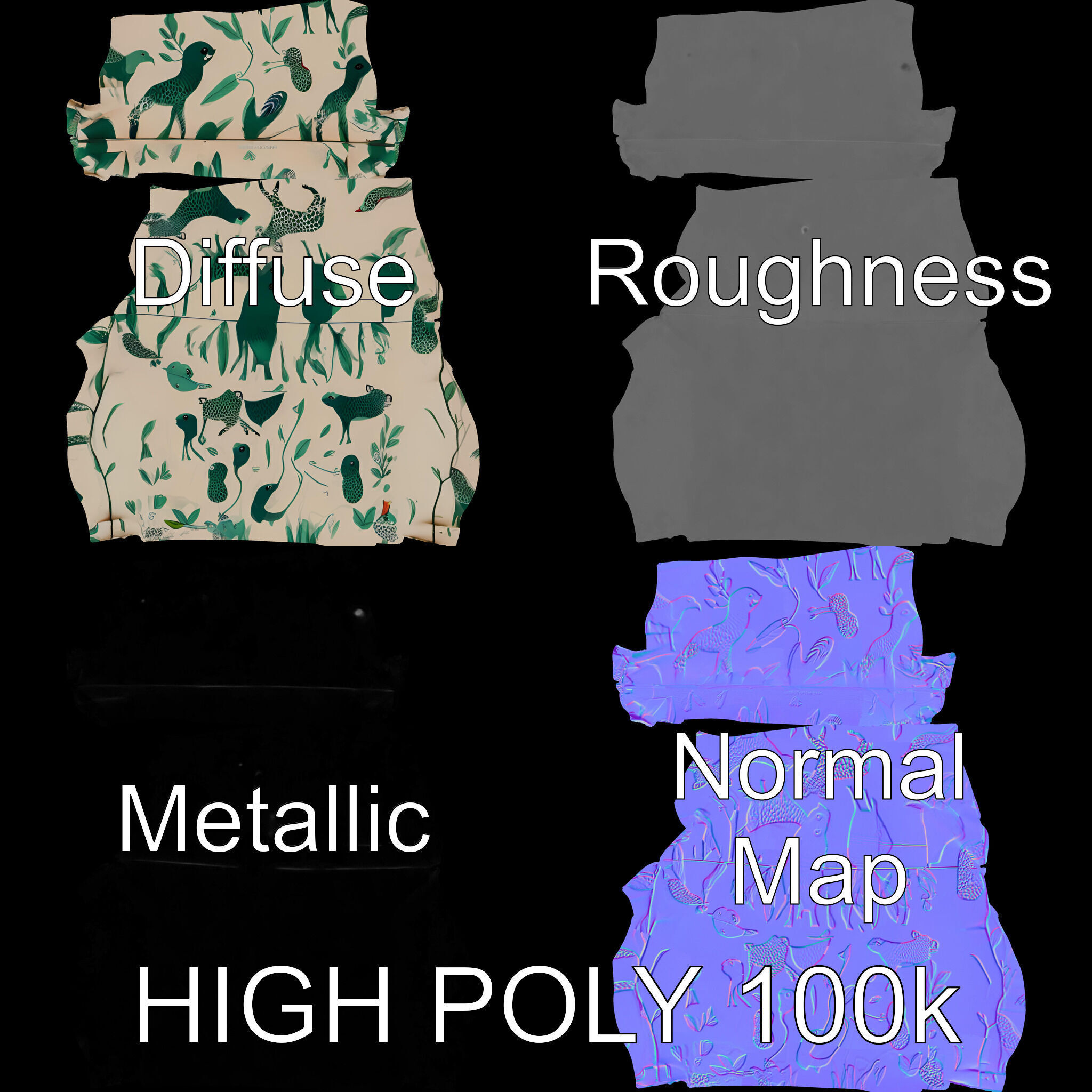 Animal Print Pillow Model Pack Low-poly 3D model_2