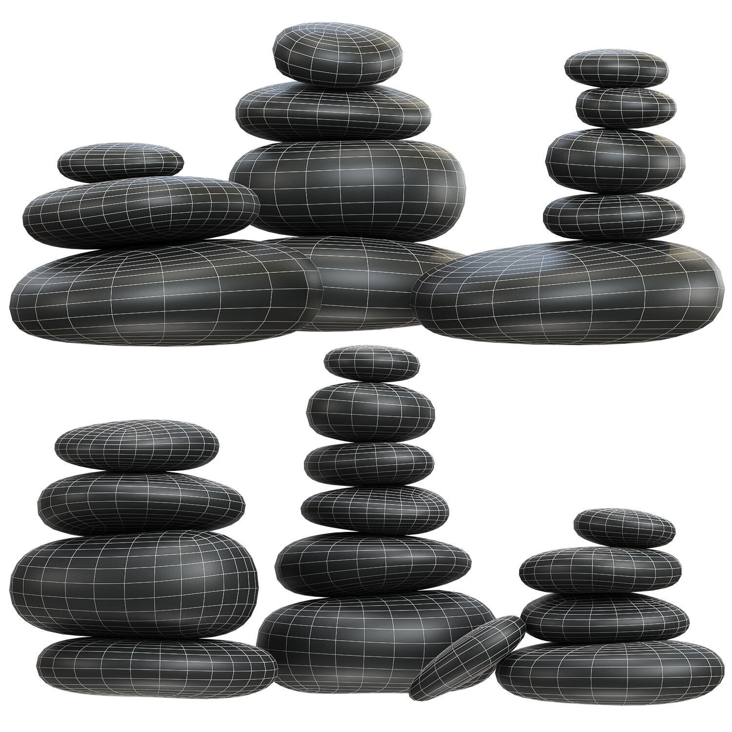 Sea stones for spa Low-poly 3D model_1