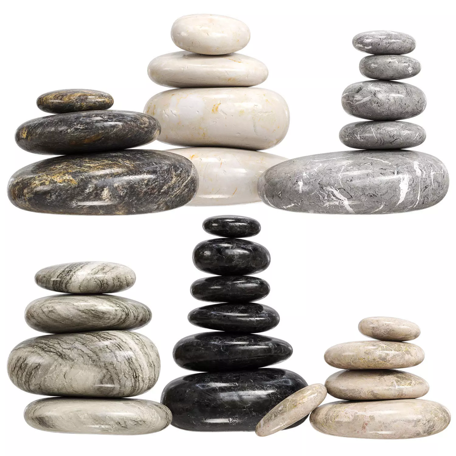 Sea stones for spa Low-poly 3D model_0