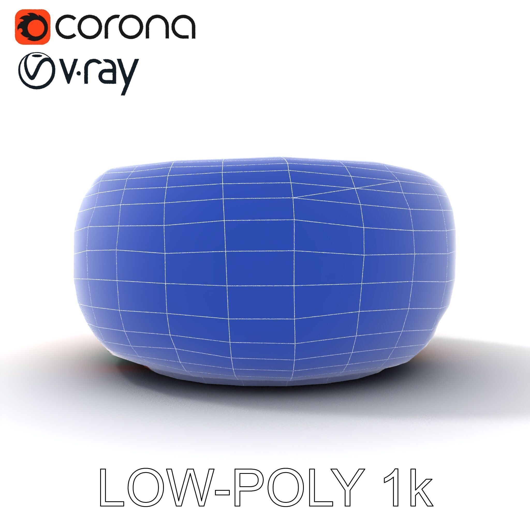 Colorful Ottoman Pouf Model Pack Low-poly 3D model_18