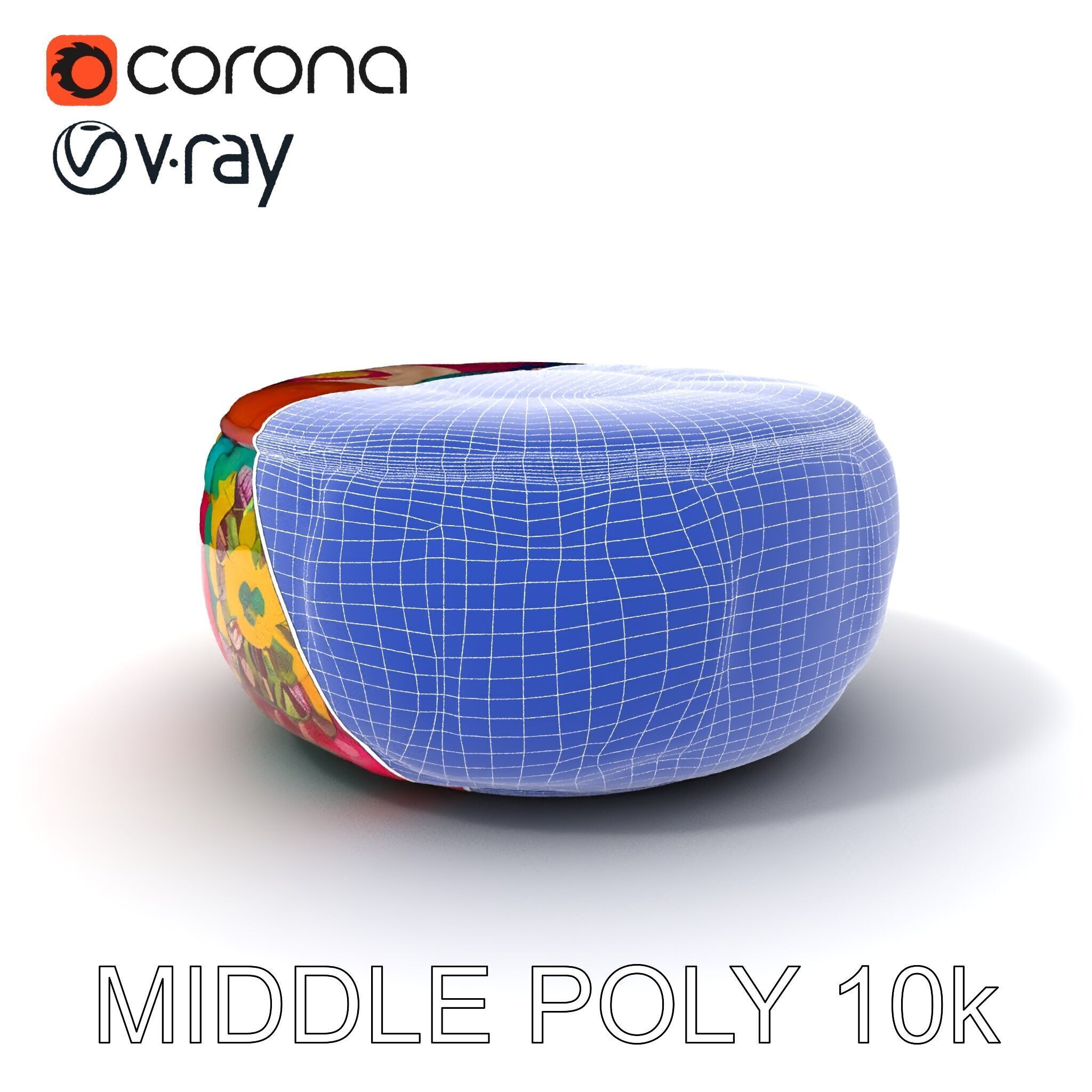 Colorful Ottoman Pouf Model Pack Low-poly 3D model_30