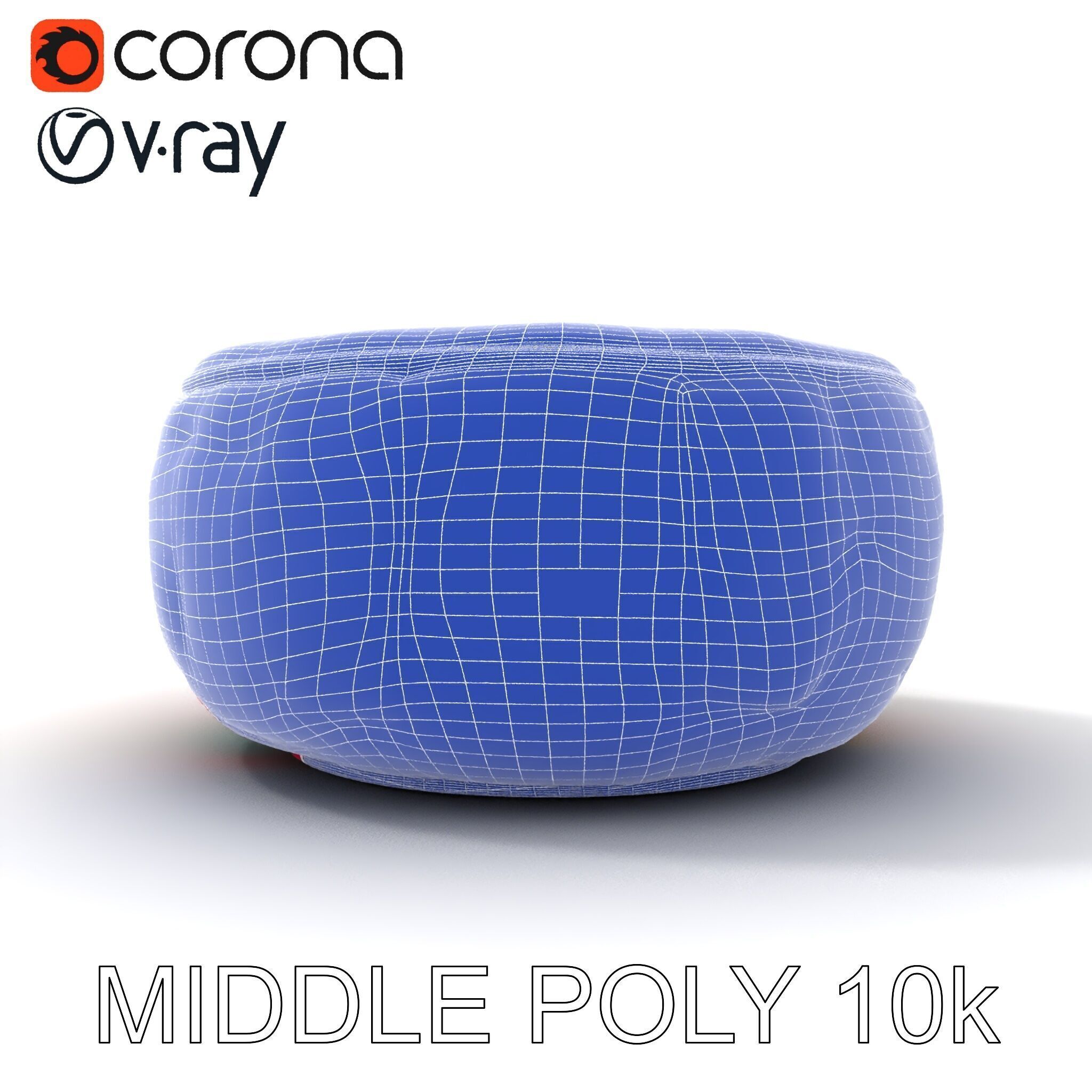 Colorful Ottoman Pouf Model Pack Low-poly 3D model_12