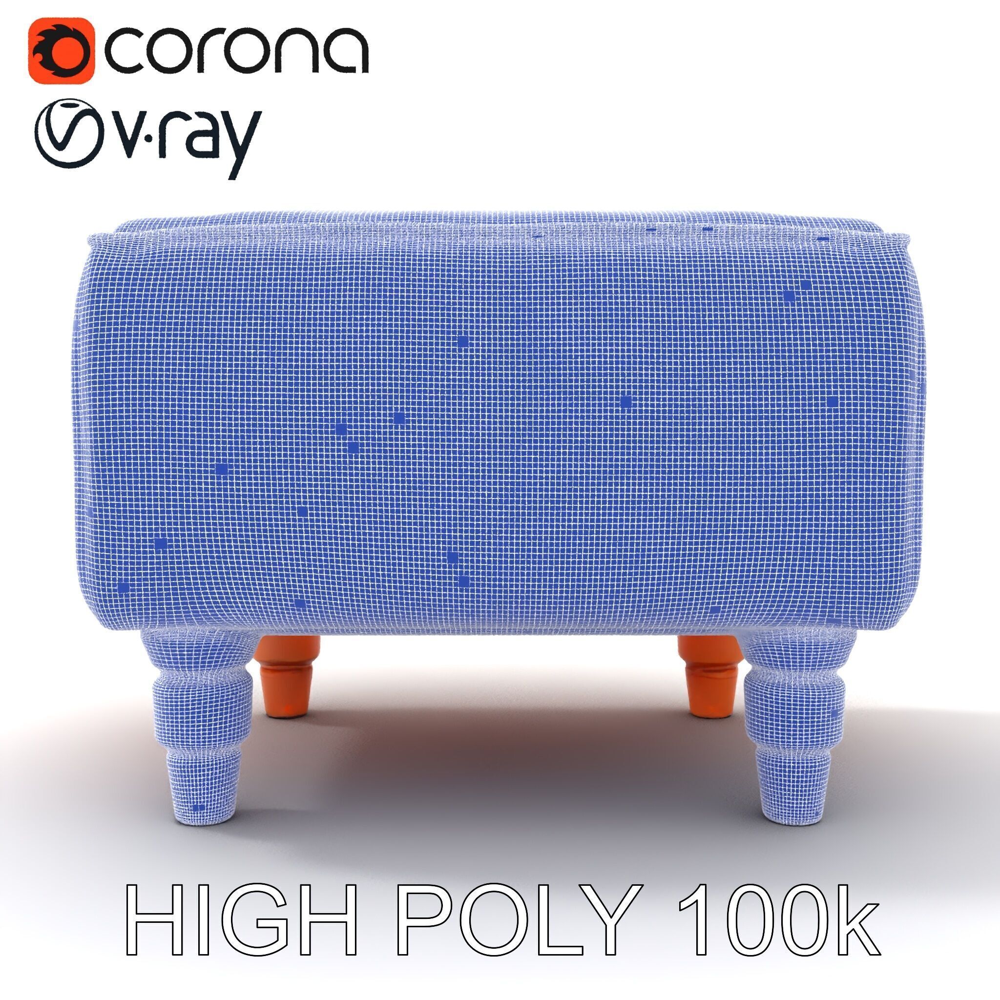 Colorful Ottoman Model Pack with PBR Textures Low-poly 3D model_29