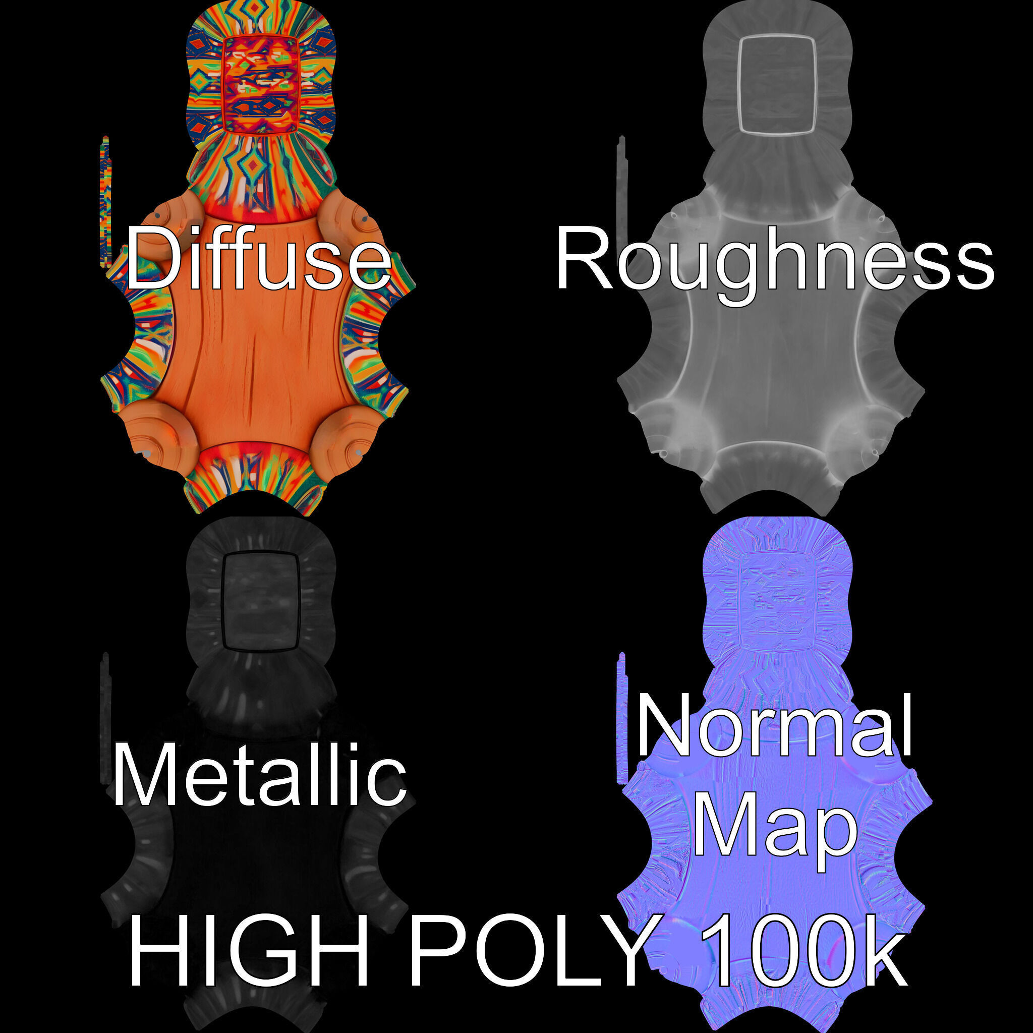 Colorful Ottoman Model Pack with PBR Textures Low-poly 3D model_2