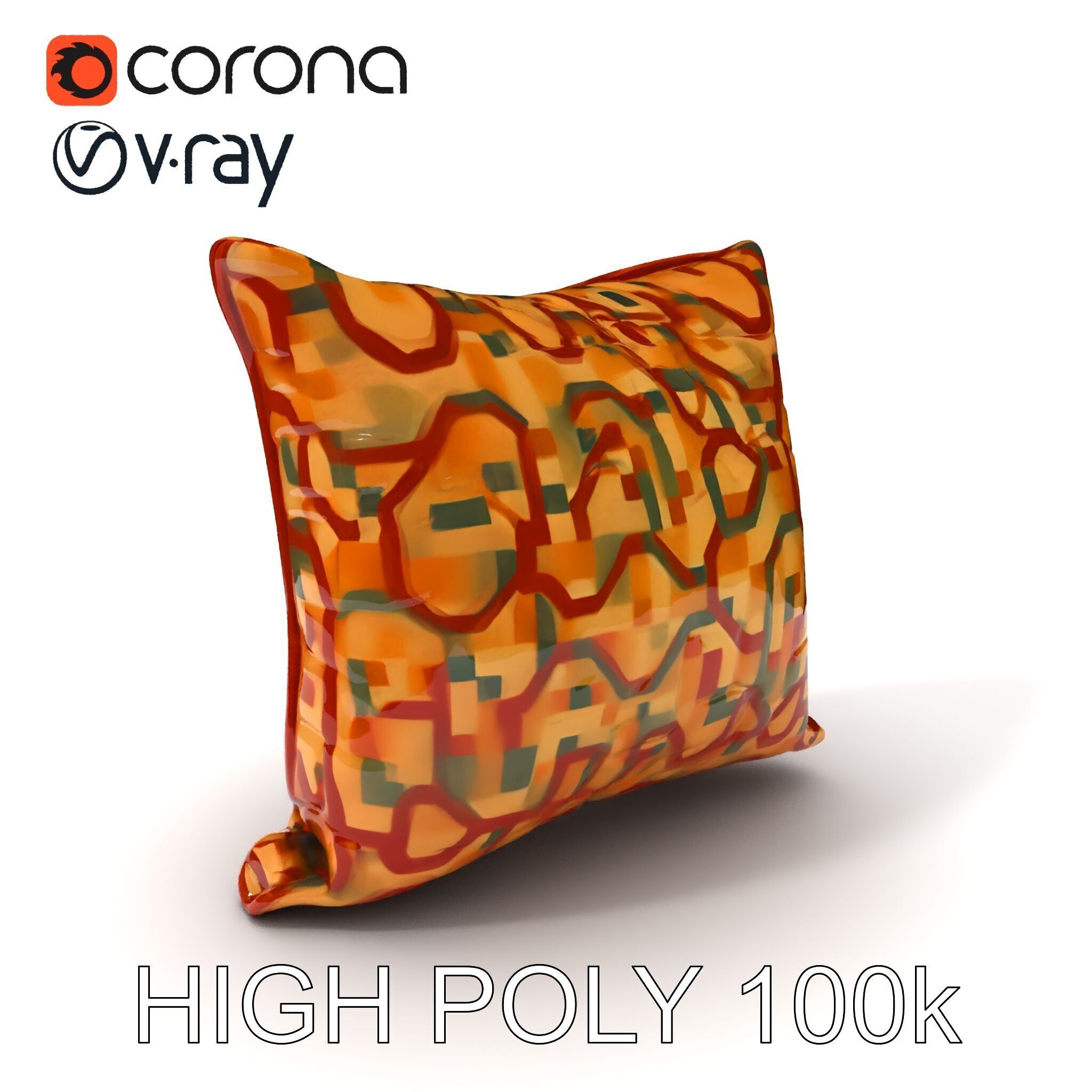 Geometric Pattern Pillow D Model Pack Low-poly 3D model_3