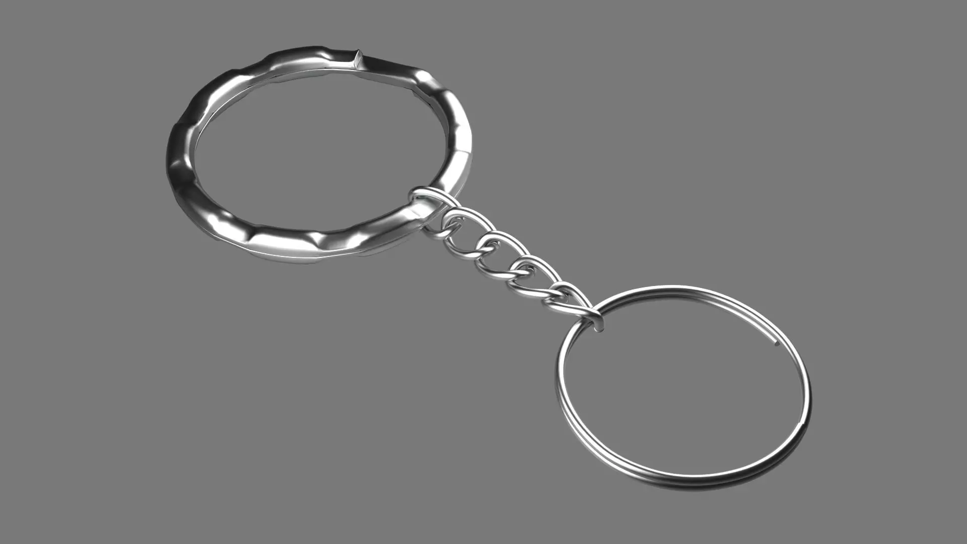 Keychain Twelve 3D Model key ring with chain Low-poly 3D model_0