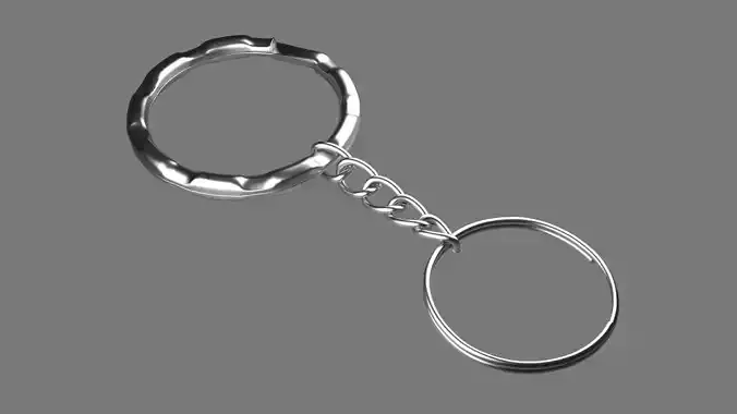 Keychain Twelve 3D Model key ring with chain Low-poly 3D model
