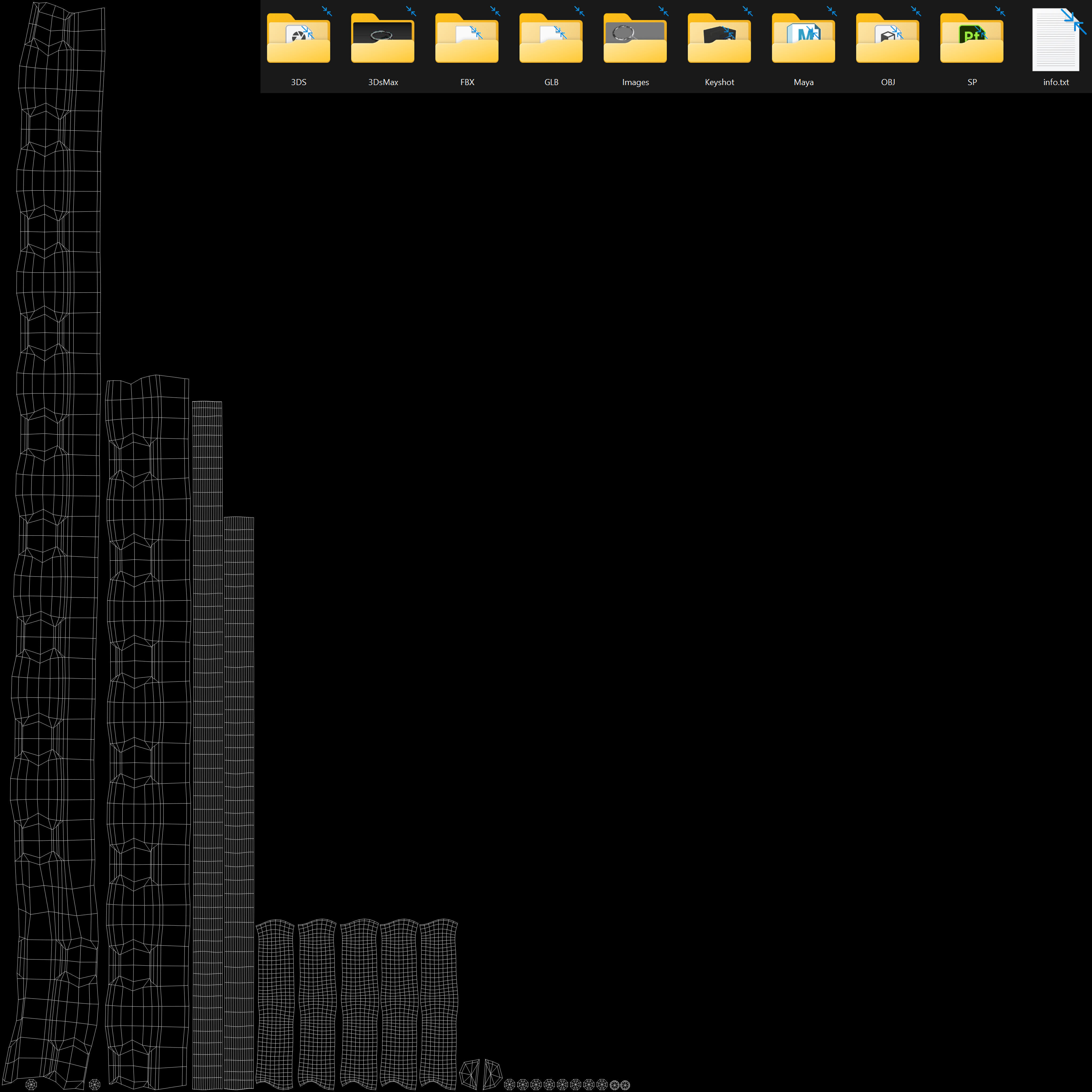 Keychain Twelve 3D Model key ring with chain Low-poly 3D model_2