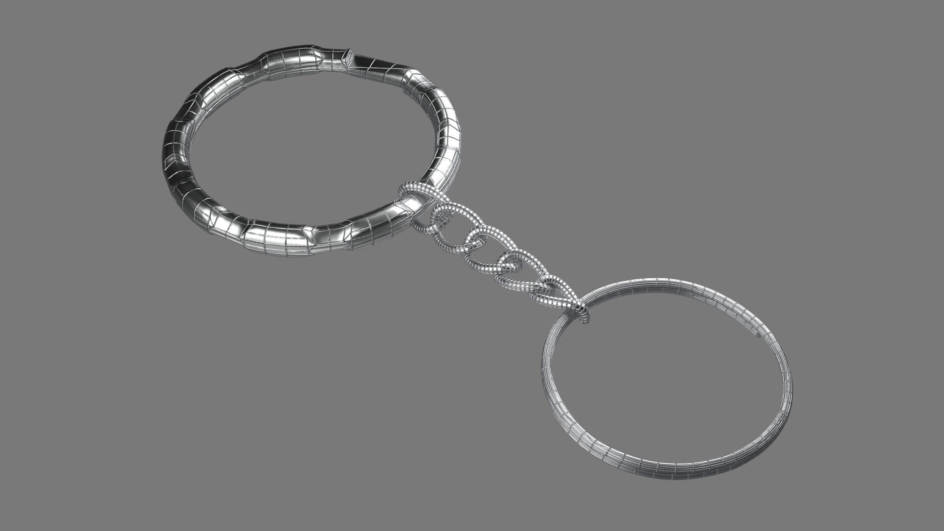 Keychain Twelve 3D Model key ring with chain Low-poly 3D model_1