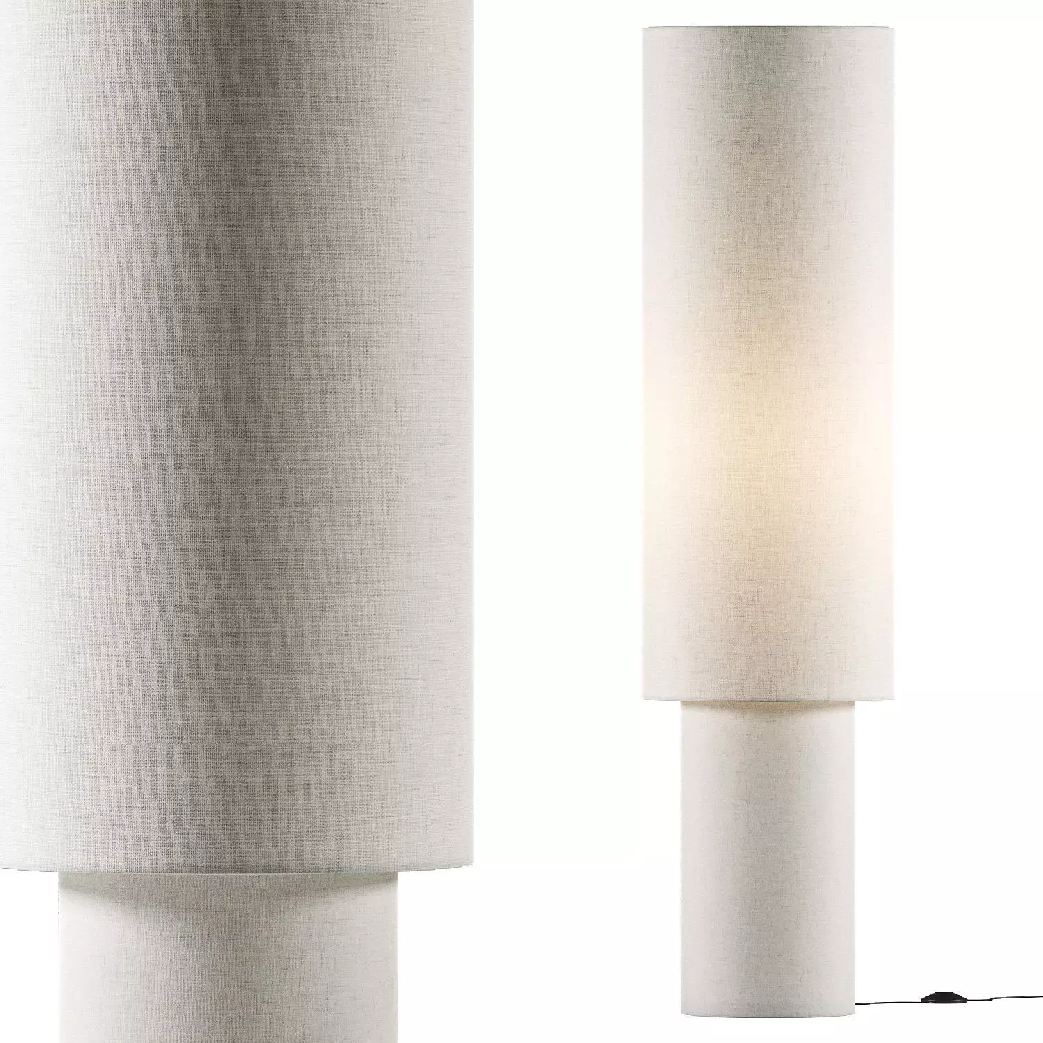 H M Fabric and Metal Floor Lamp 3D model_0