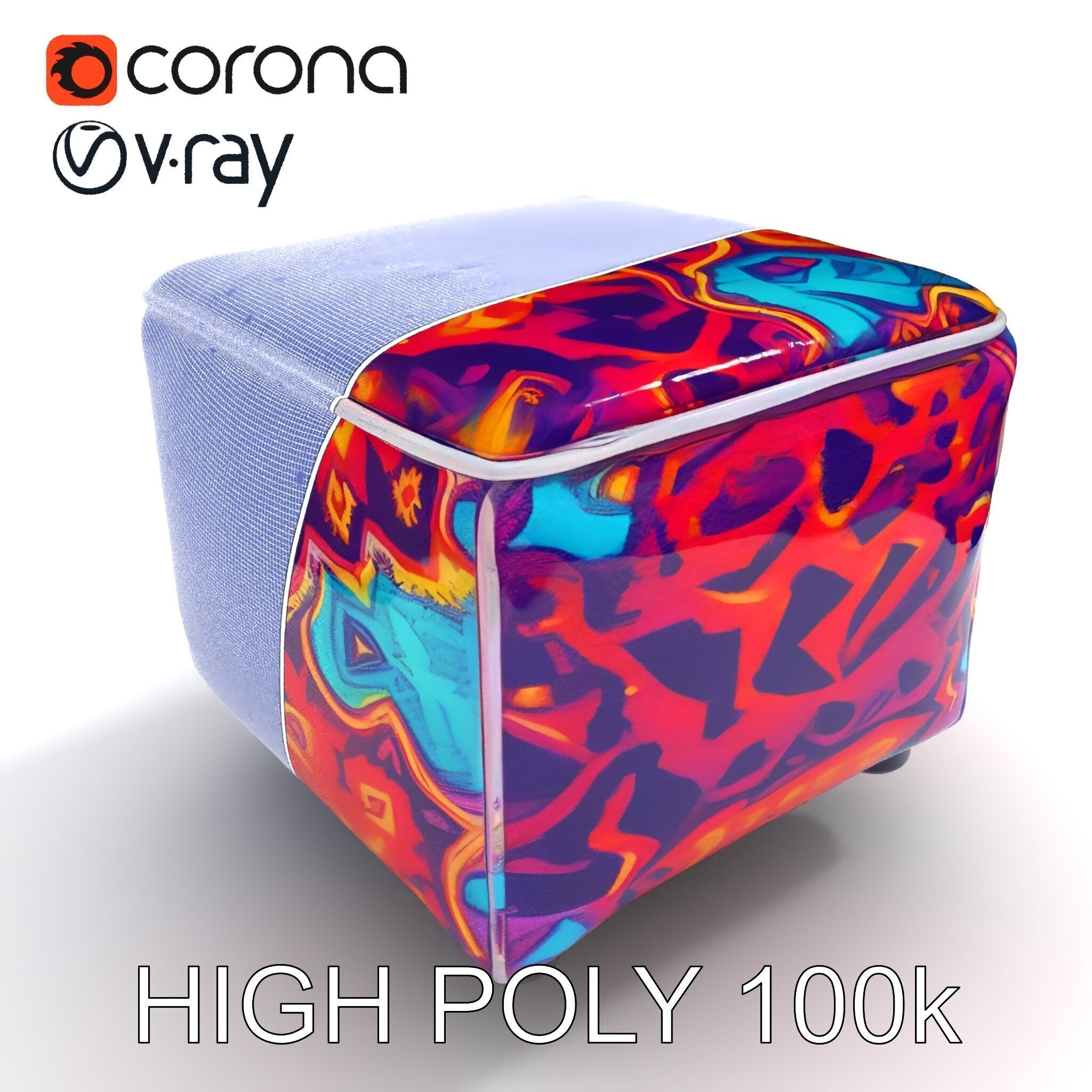 Colorful Ottoman Cube Model Pack Low-poly 3D model_27