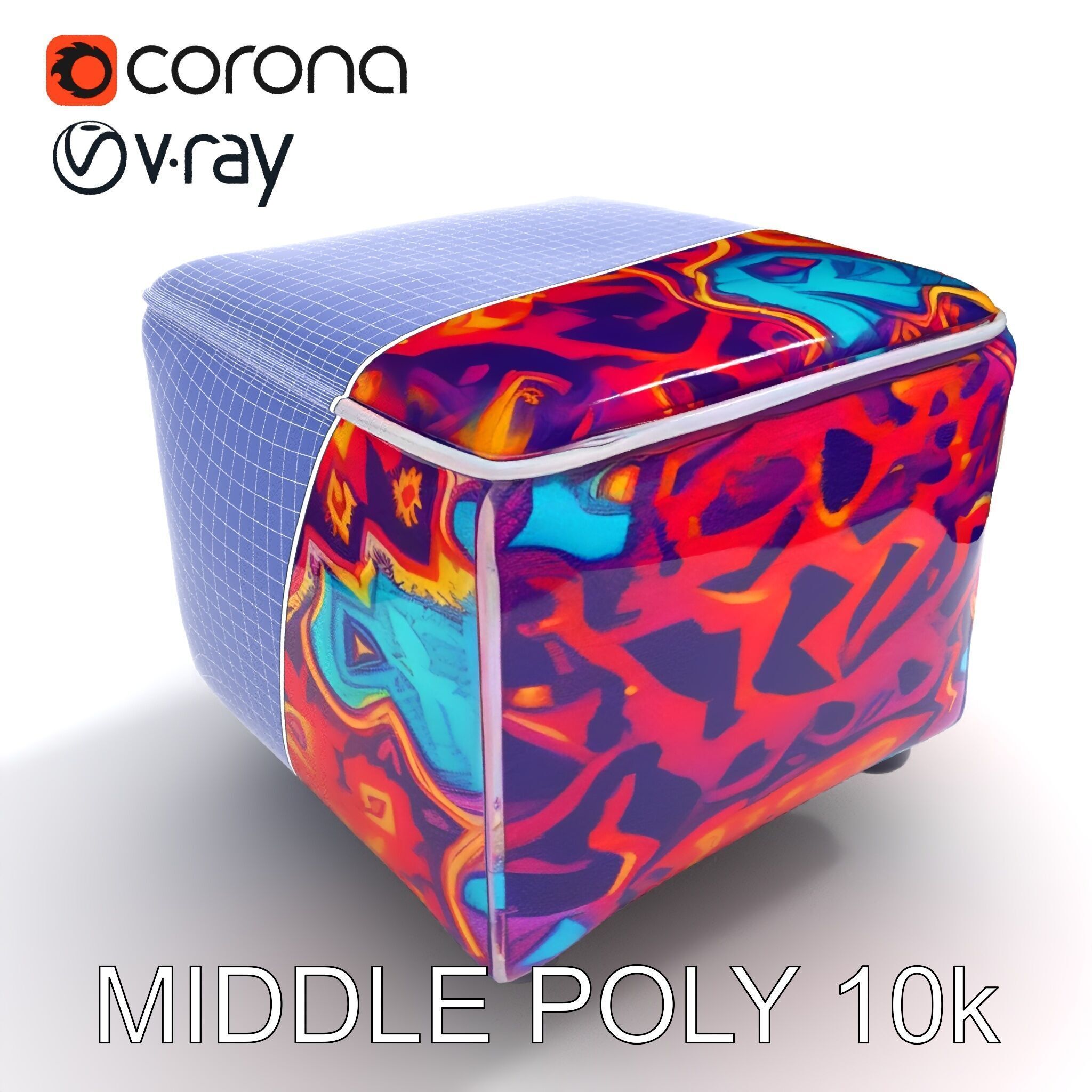 Colorful Ottoman Cube Model Pack Low-poly 3D model_28