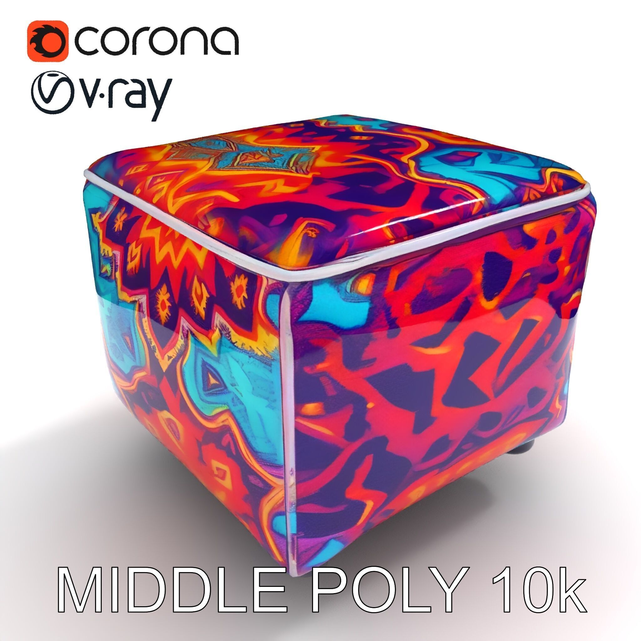 Colorful Ottoman Cube Model Pack Low-poly 3D model_32