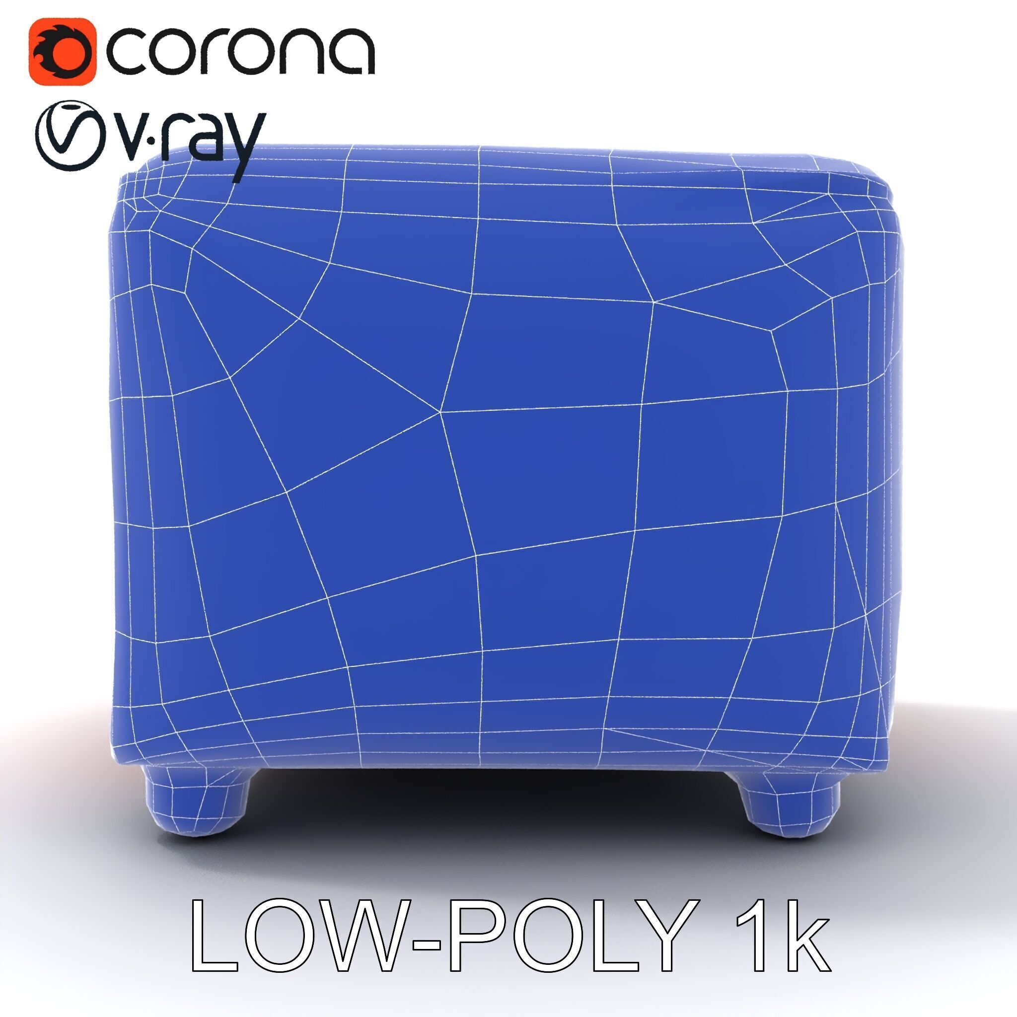 Colorful Ottoman Cube Model Pack Low-poly 3D model_29