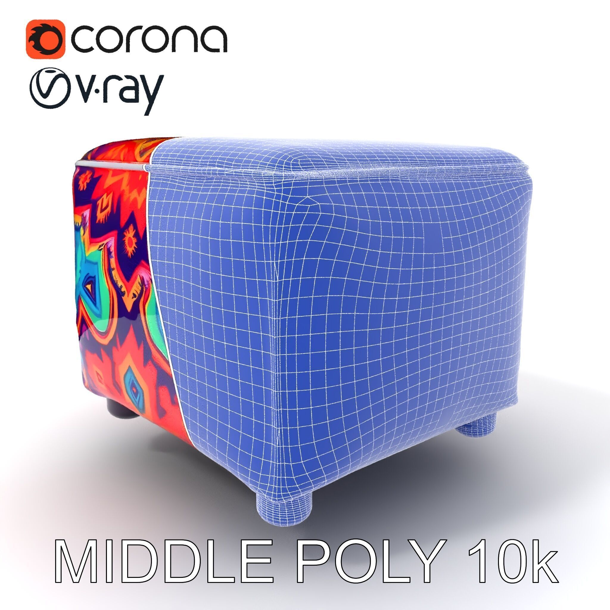 Colorful Ottoman Cube Model Pack Low-poly 3D model_20