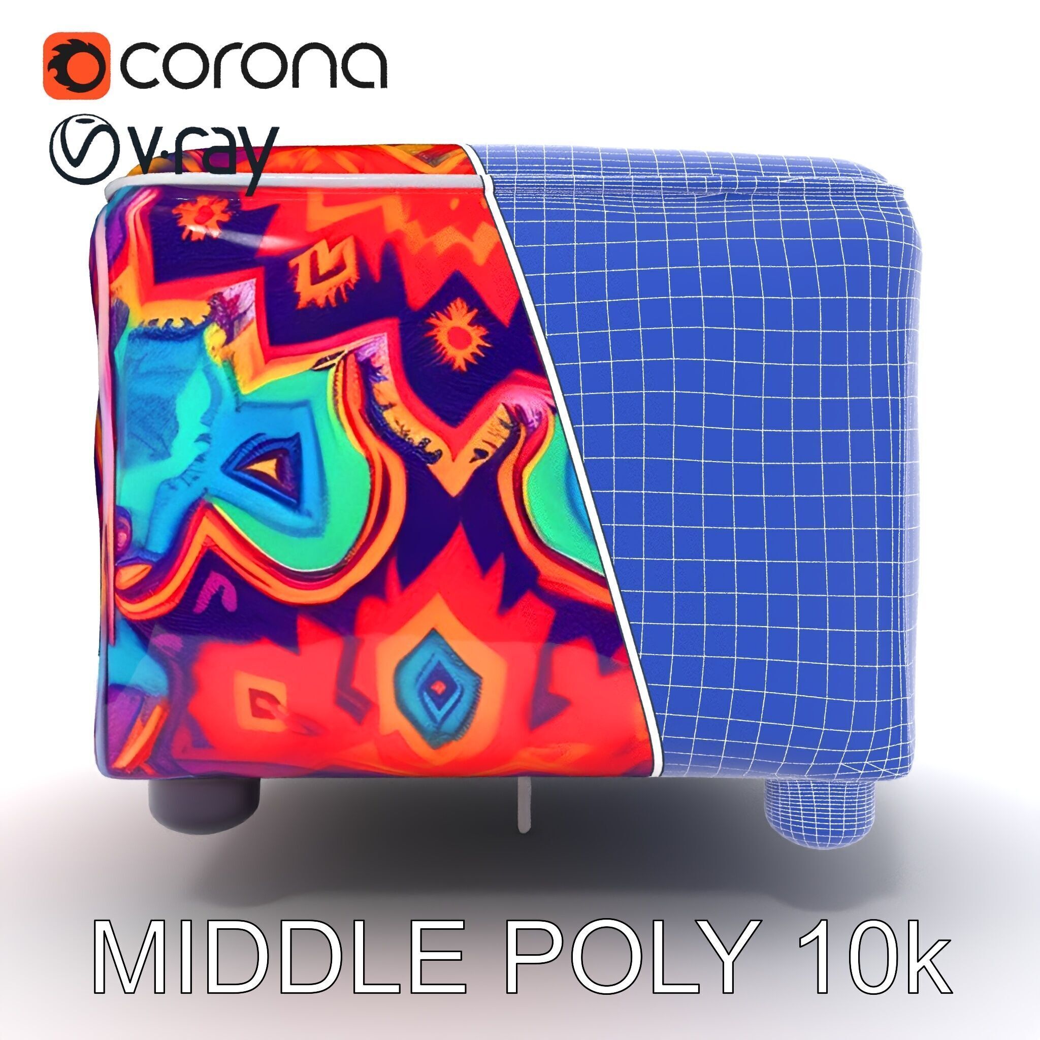 Colorful Ottoman Cube Model Pack Low-poly 3D model_25