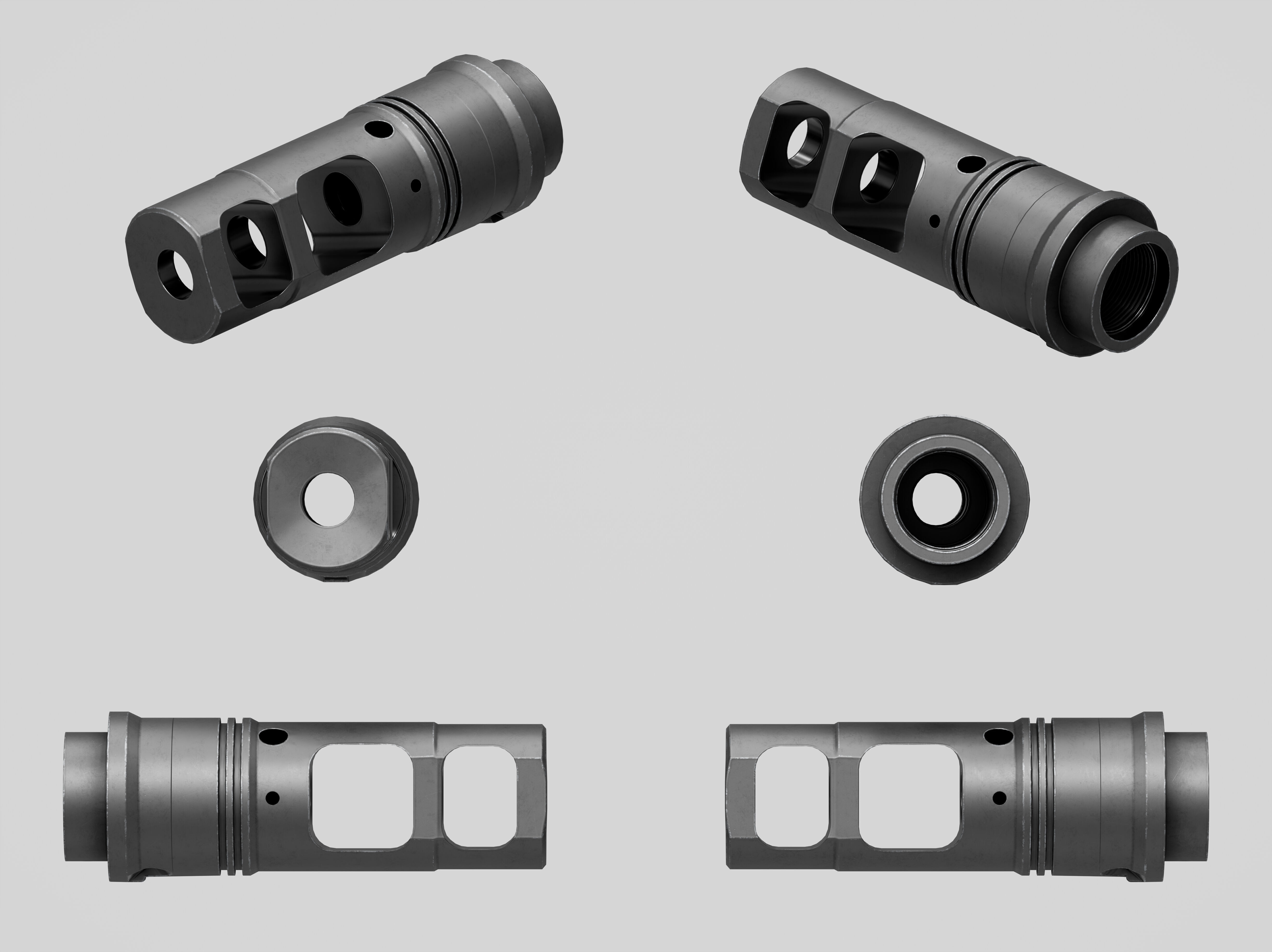 SFMB-338 SOCOM Muzzle Brake Suppressor Adapter Low-poly 3D model_3