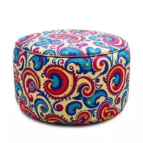 Vibrant Ottoman Model Pack with Detailed Fabric Design Low-poly 3D model