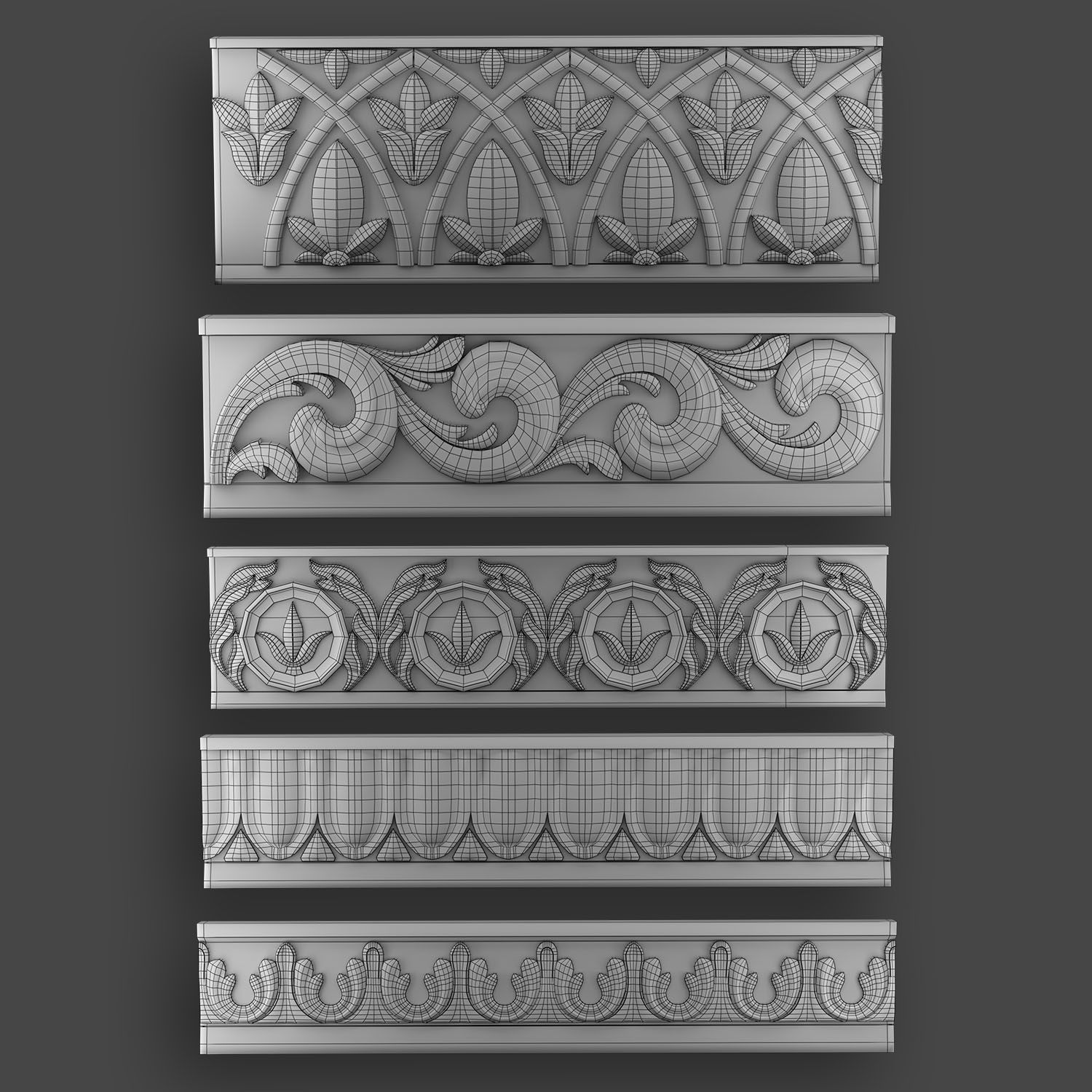 50 Borders Ornamental in One Pack 3D Model Collection_21