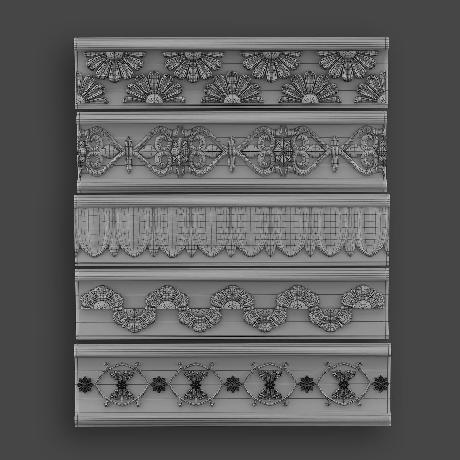 50 Borders Ornamental in One Pack 3D Model Collection_24
