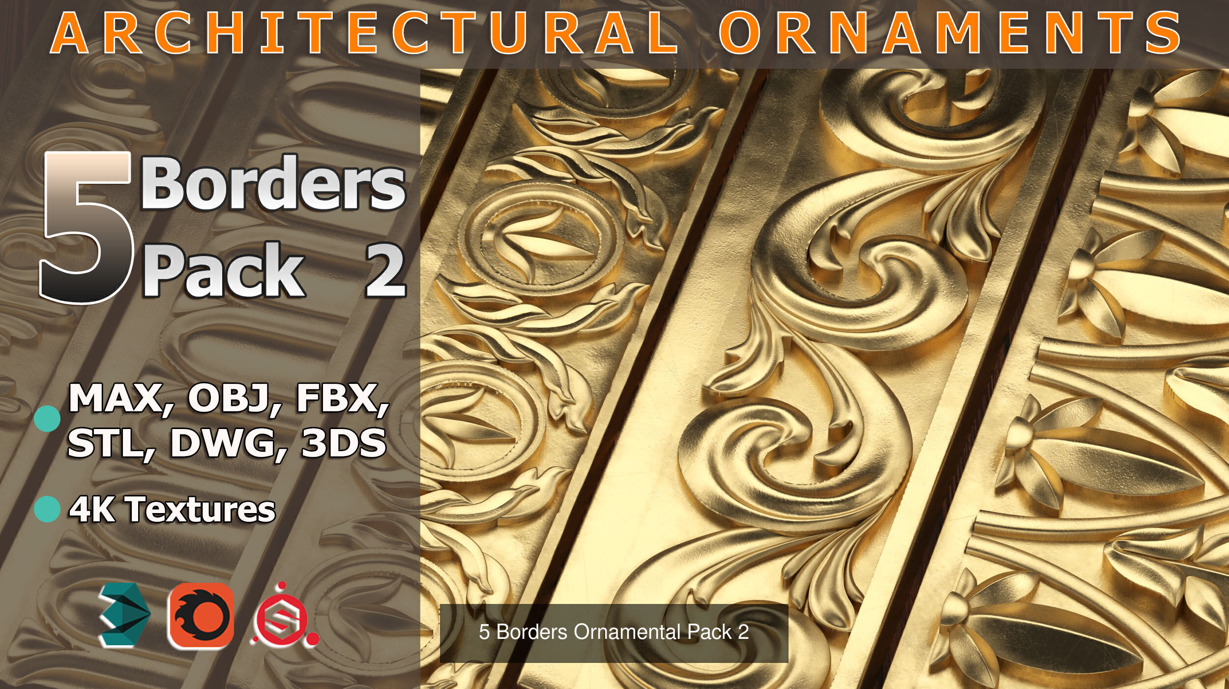 50 Borders Ornamental in One Pack 3D Model Collection_2