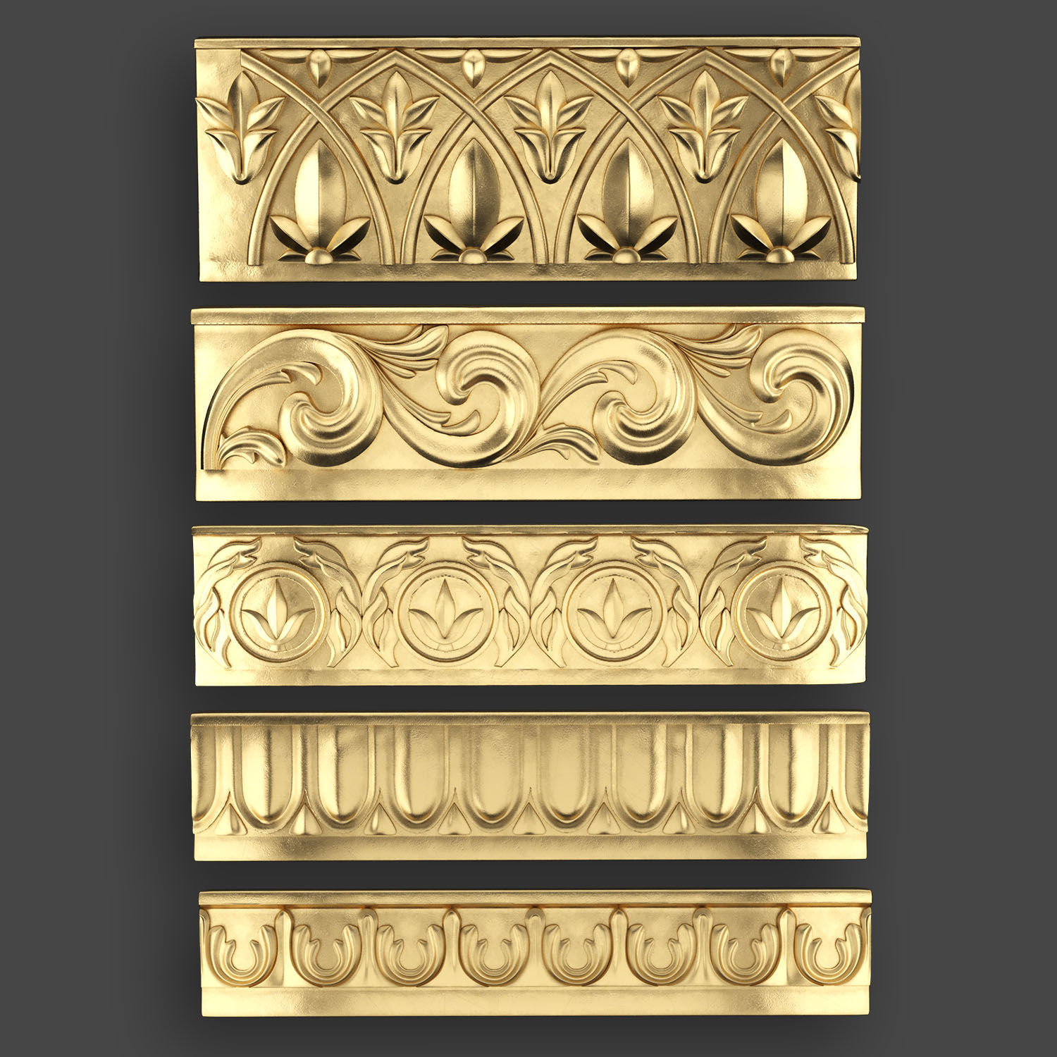 50 Borders Ornamental in One Pack 3D Model Collection_11