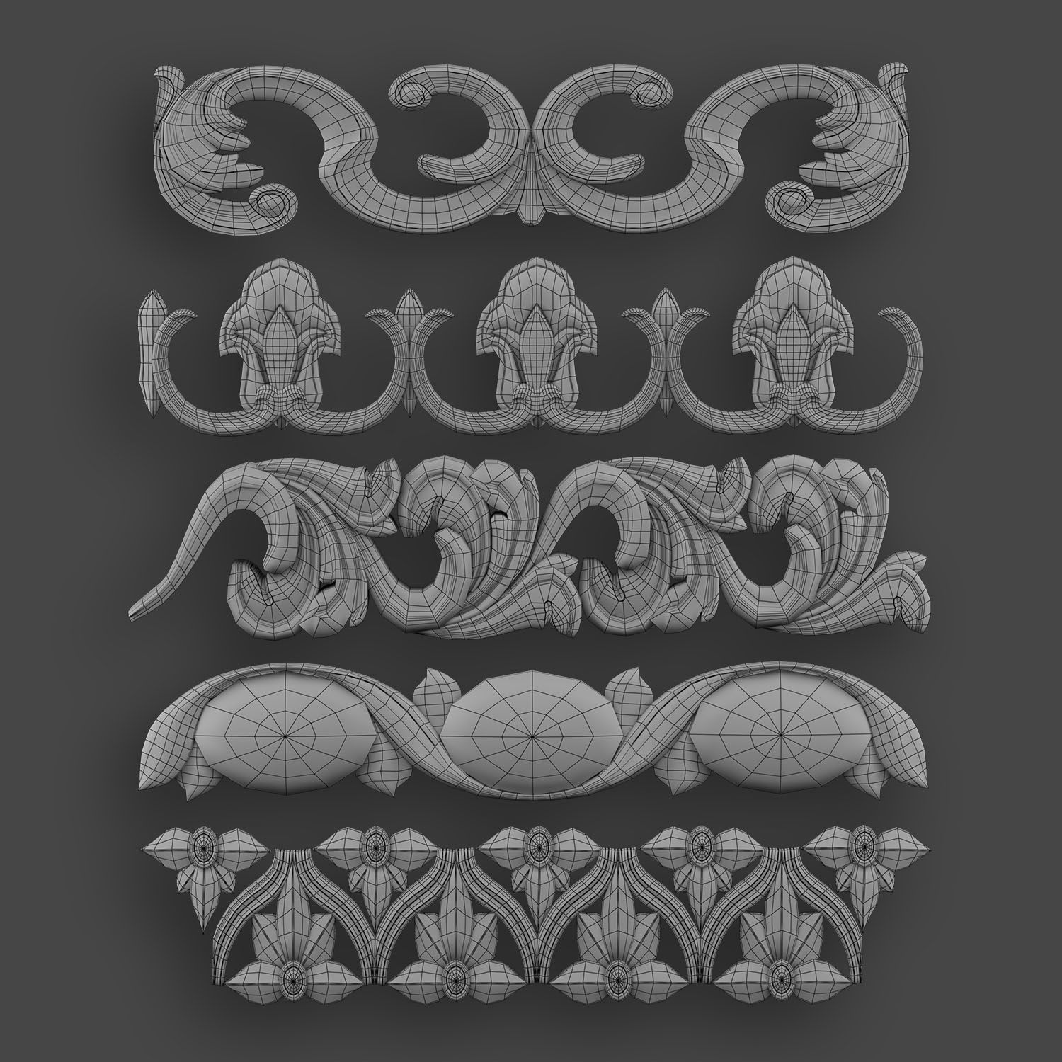 50 Borders Ornamental in One Pack 3D Model Collection_28