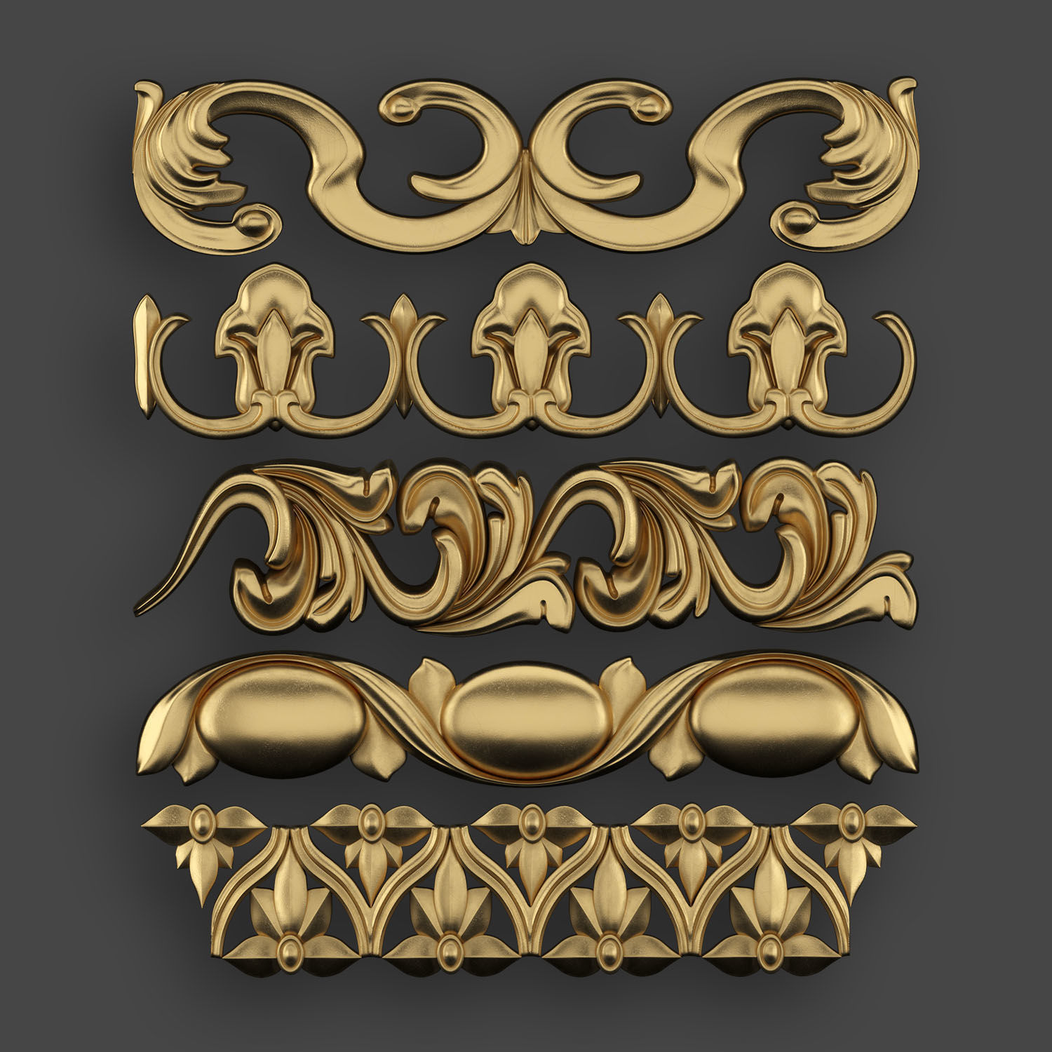50 Borders Ornamental in One Pack 3D Model Collection_18