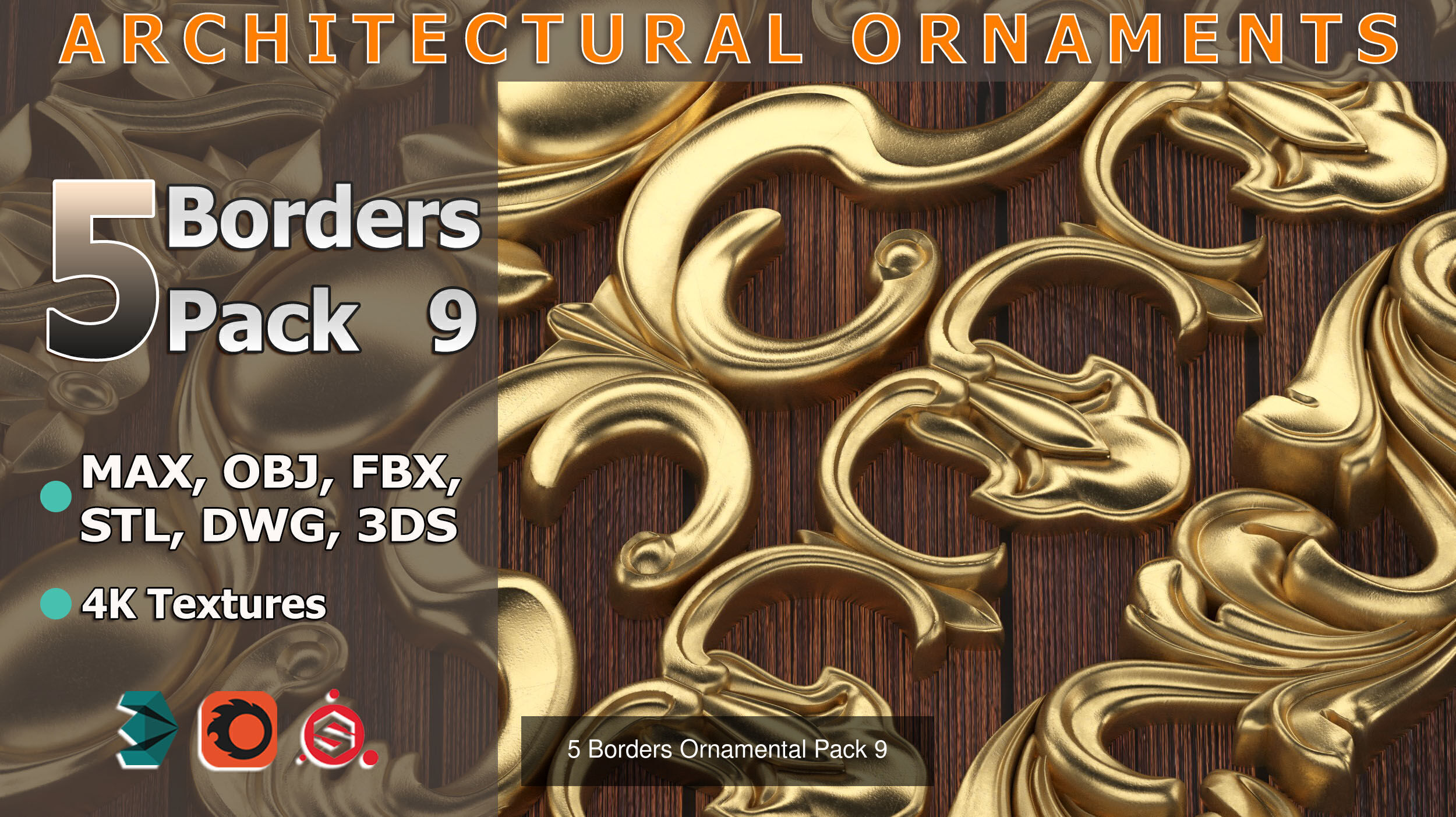 50 Borders Ornamental in One Pack 3D Model Collection_9