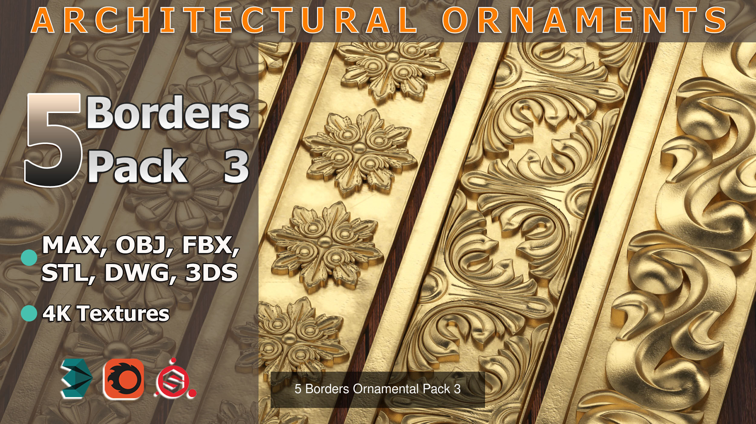 50 Borders Ornamental in One Pack 3D Model Collection_3