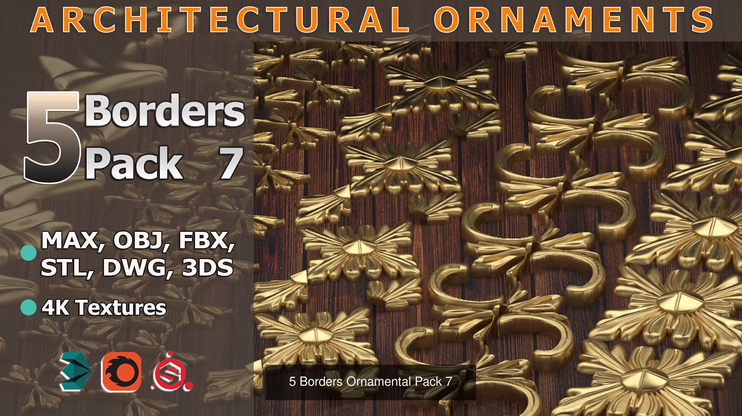 50 Borders Ornamental in One Pack 3D Model Collection_7