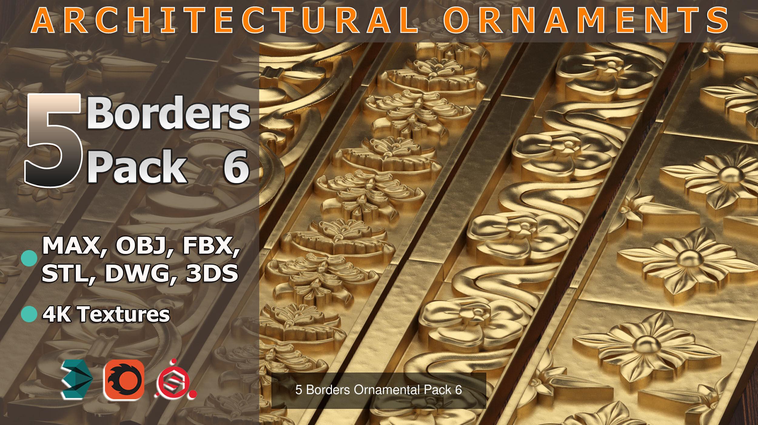 50 Borders Ornamental in One Pack 3D Model Collection_6
